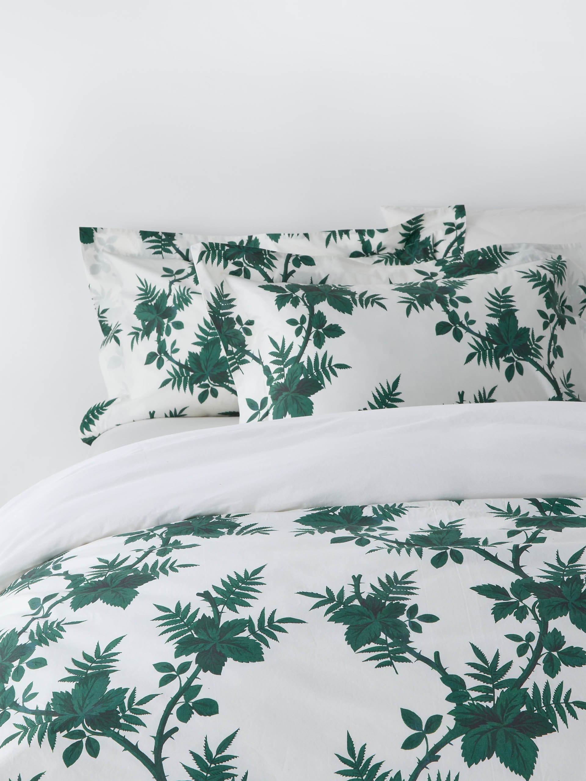 Botanical vine double duvet cover set, leaf green