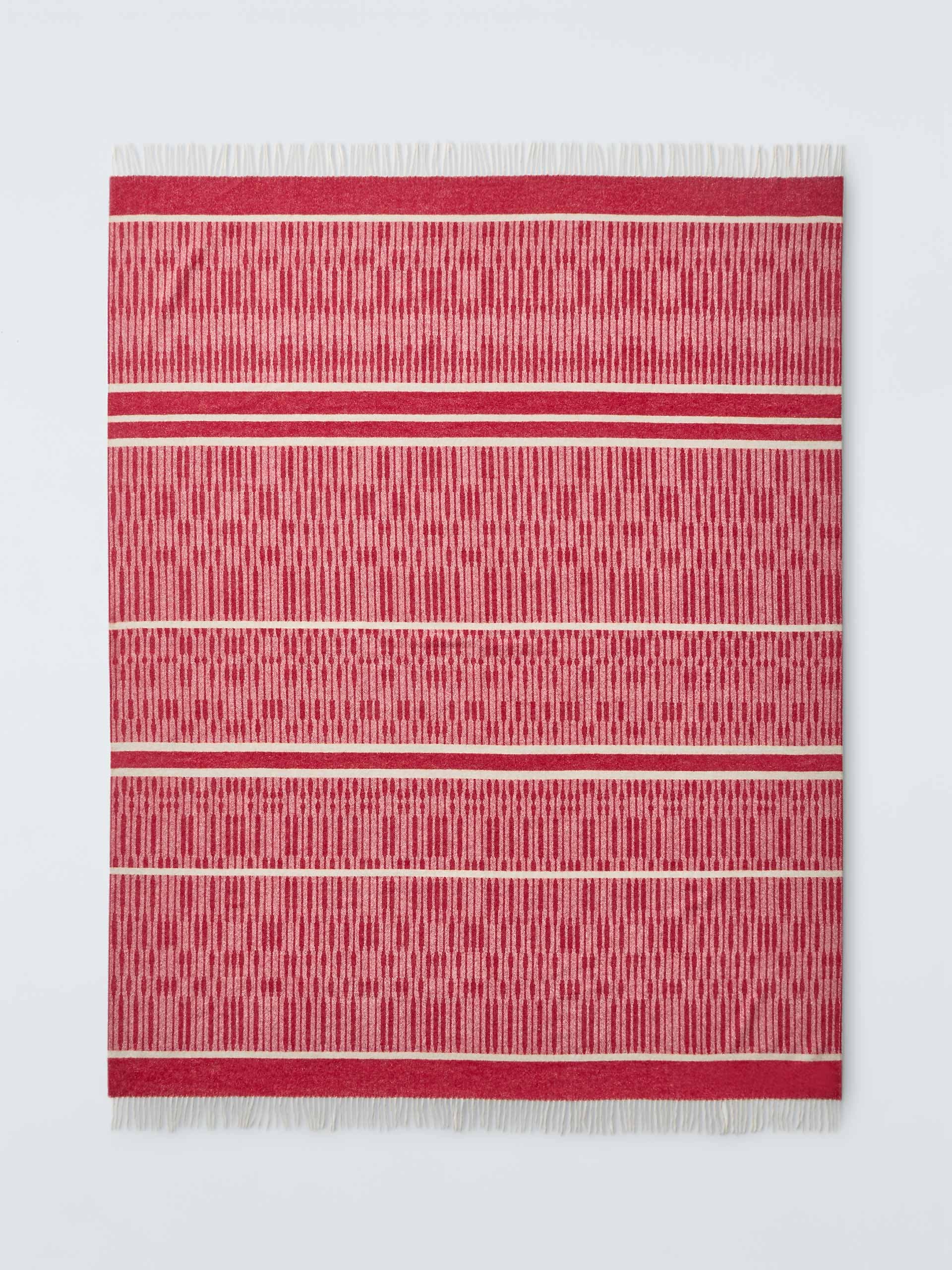 Ikat stripe merino wool throw, bright red