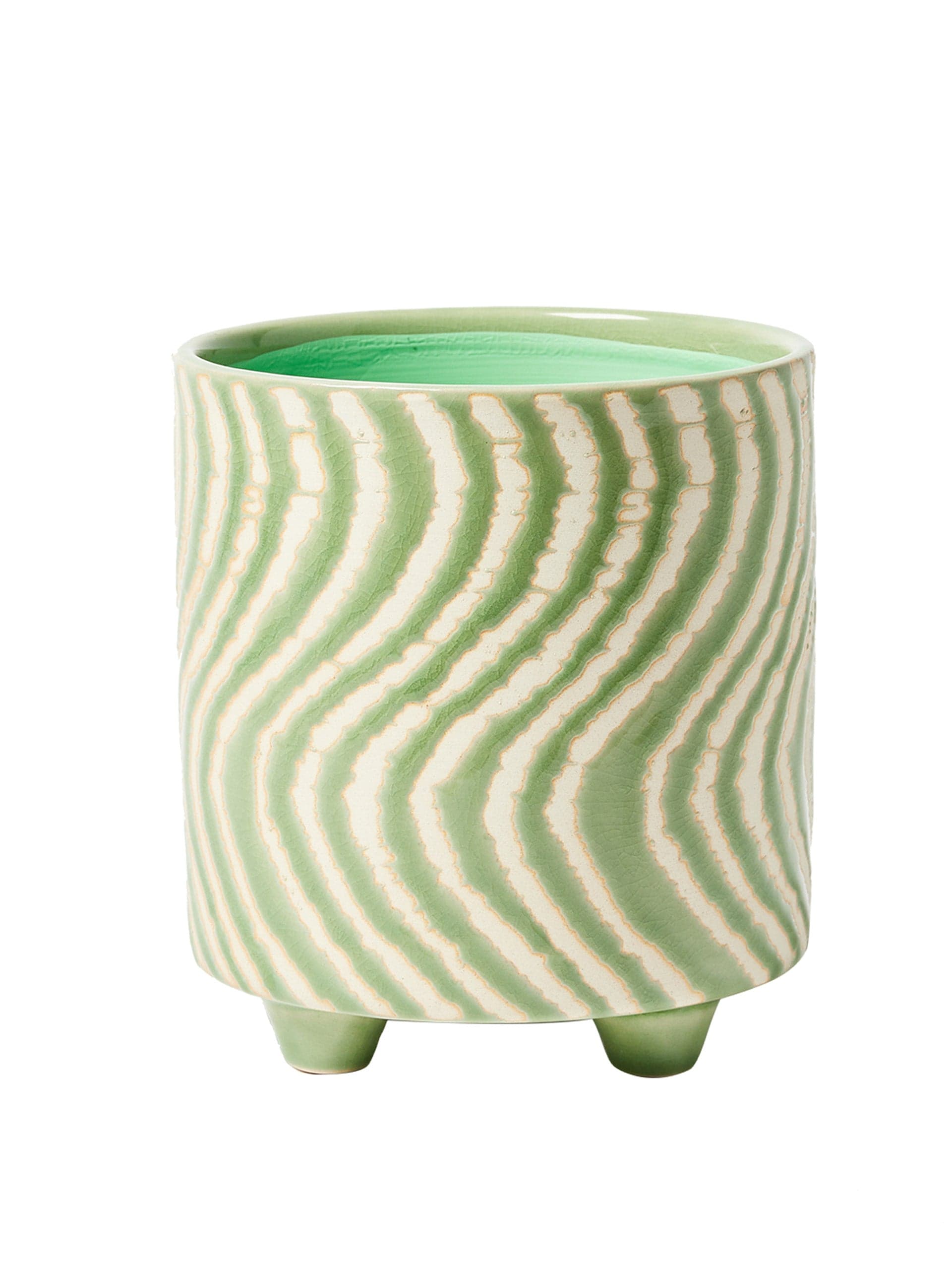 Kuori green ceramic wavy medium plant pot