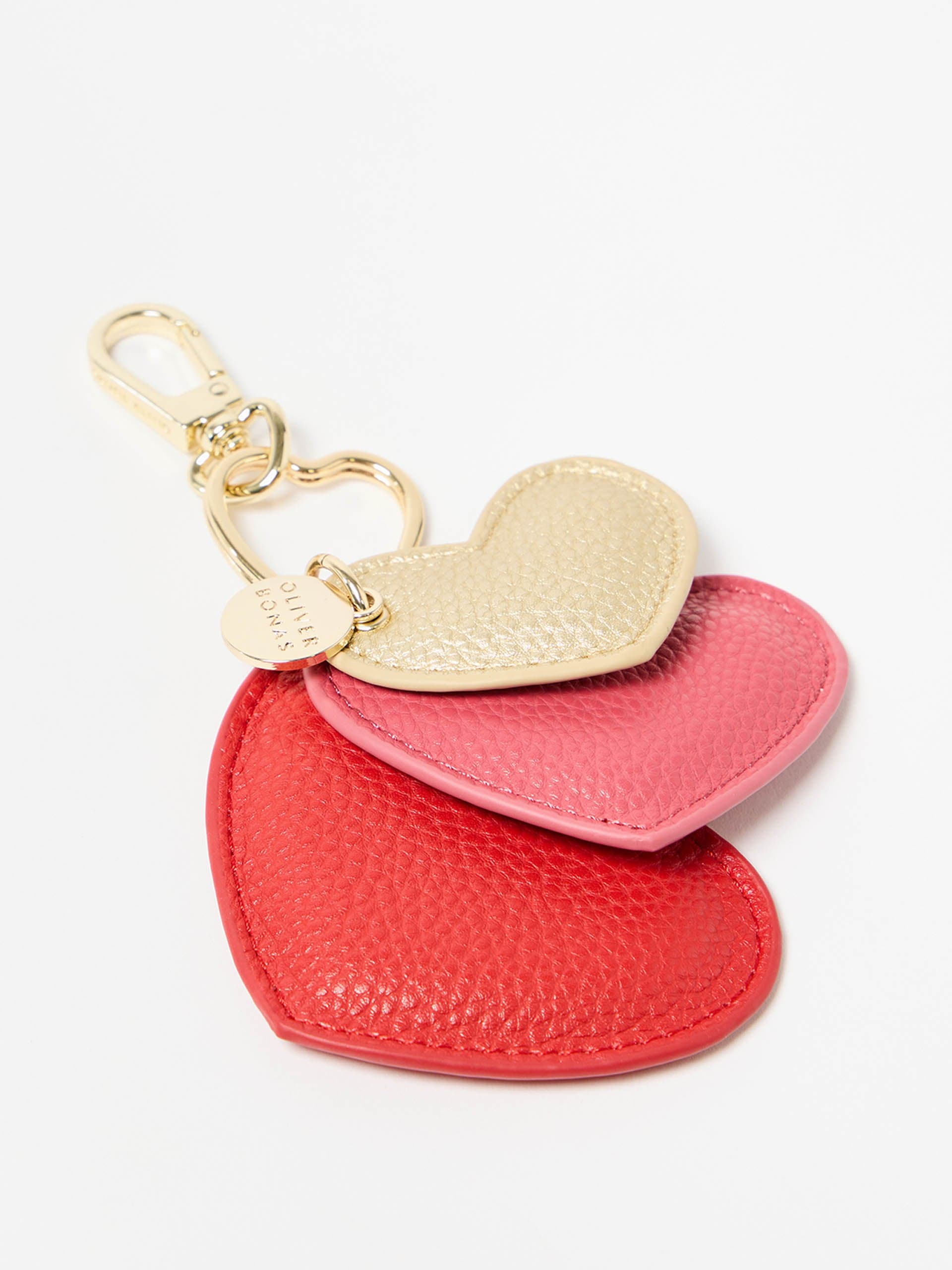 Pink & red heart keyring