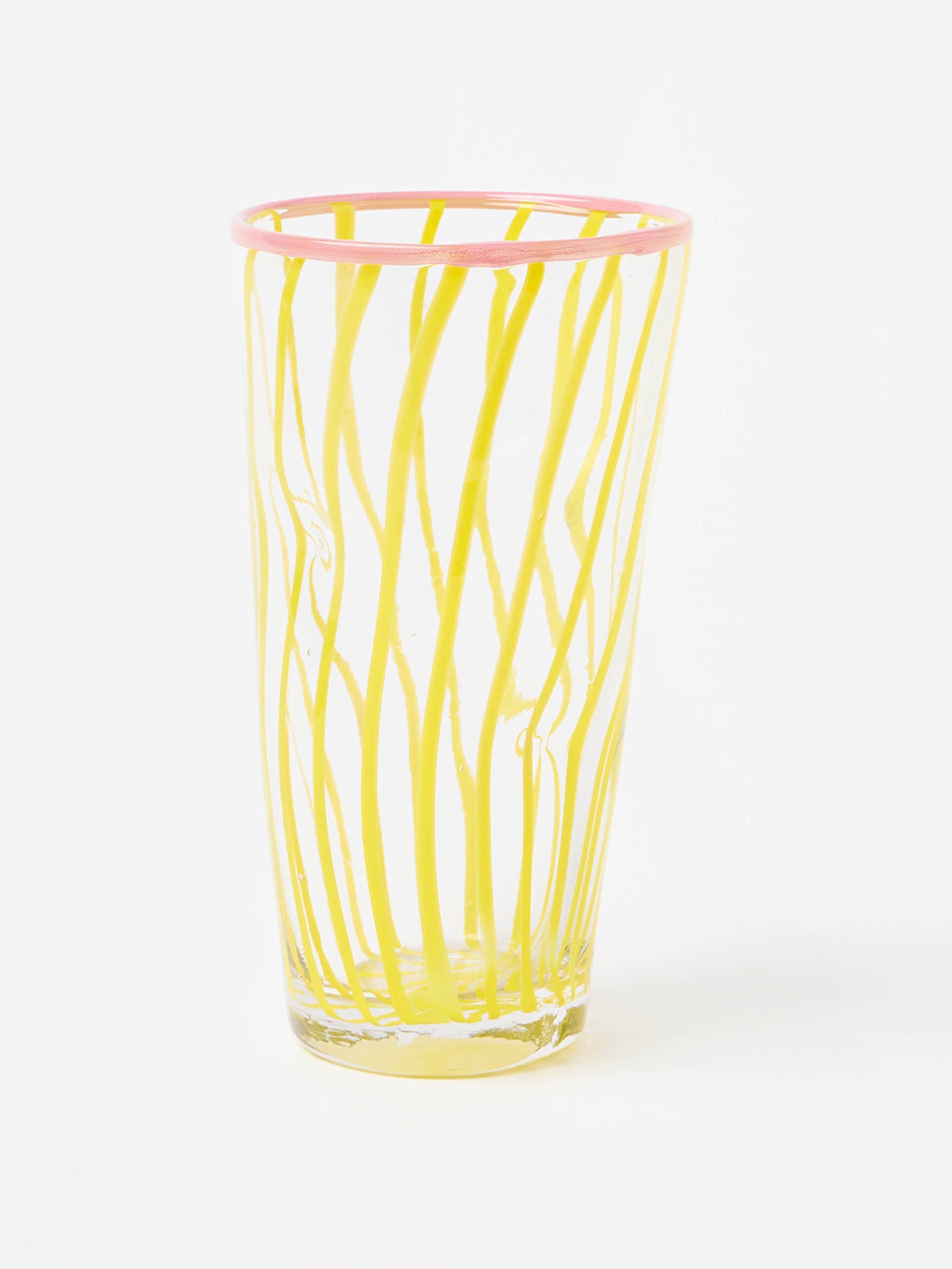 Aine yellow stripe glass vase