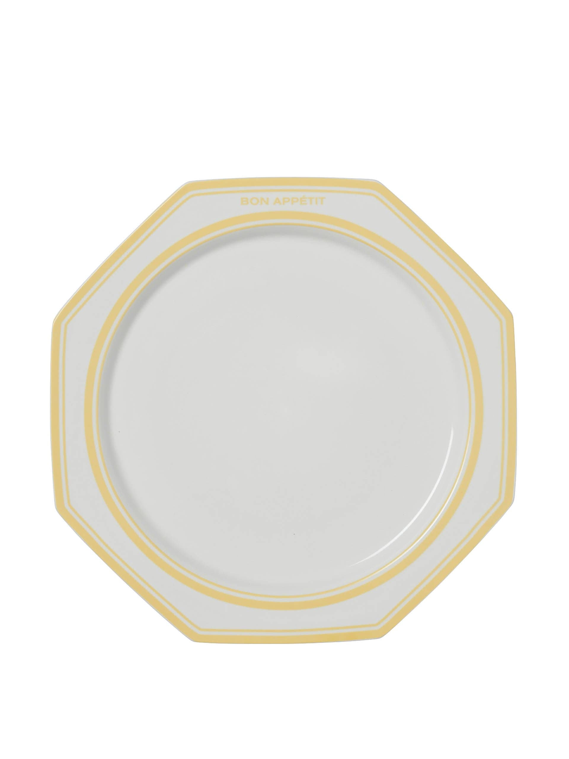 Yellow Bon Appétit octagonal plate