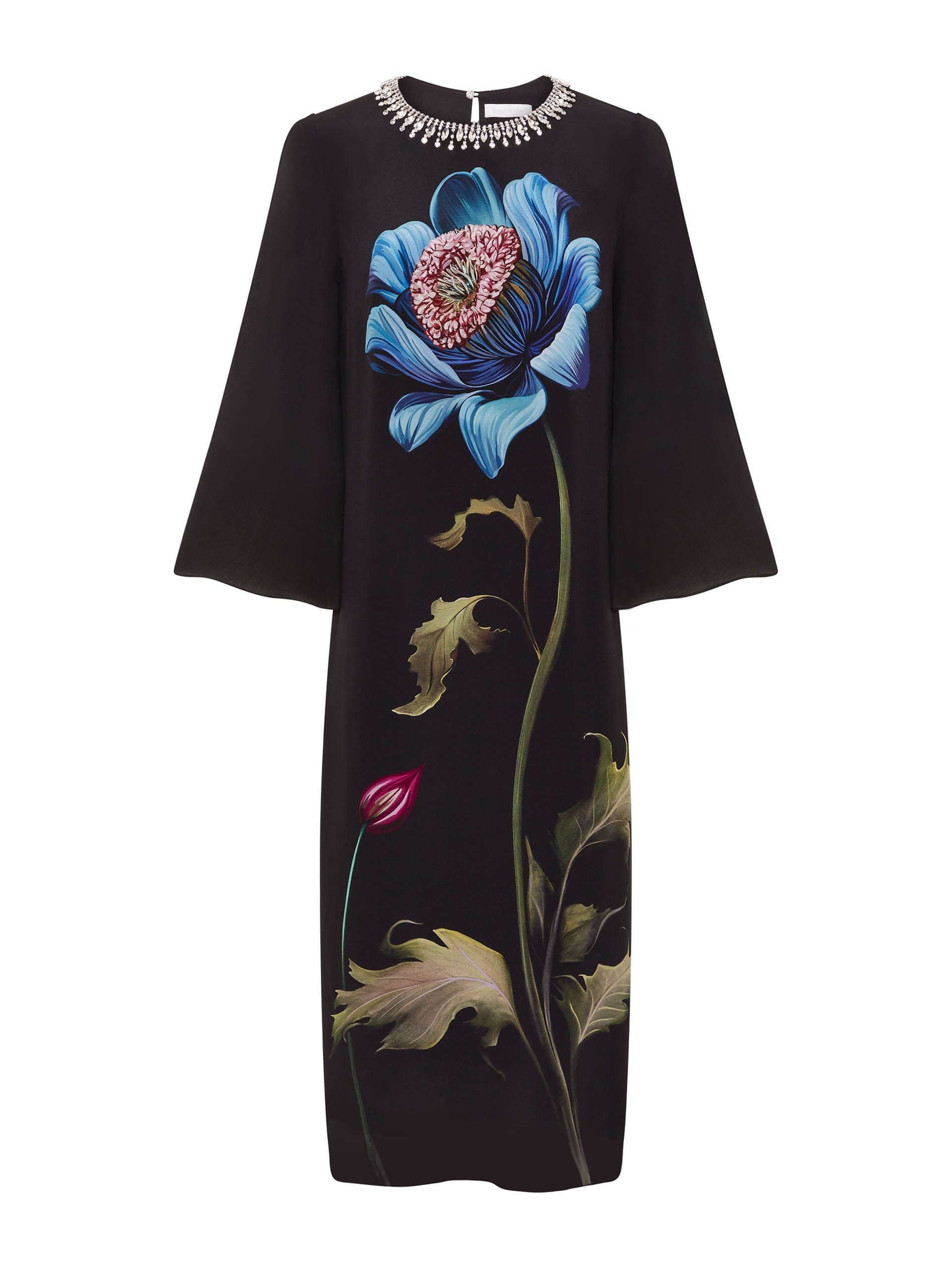 Painterly flower Capucine crepe midi dress