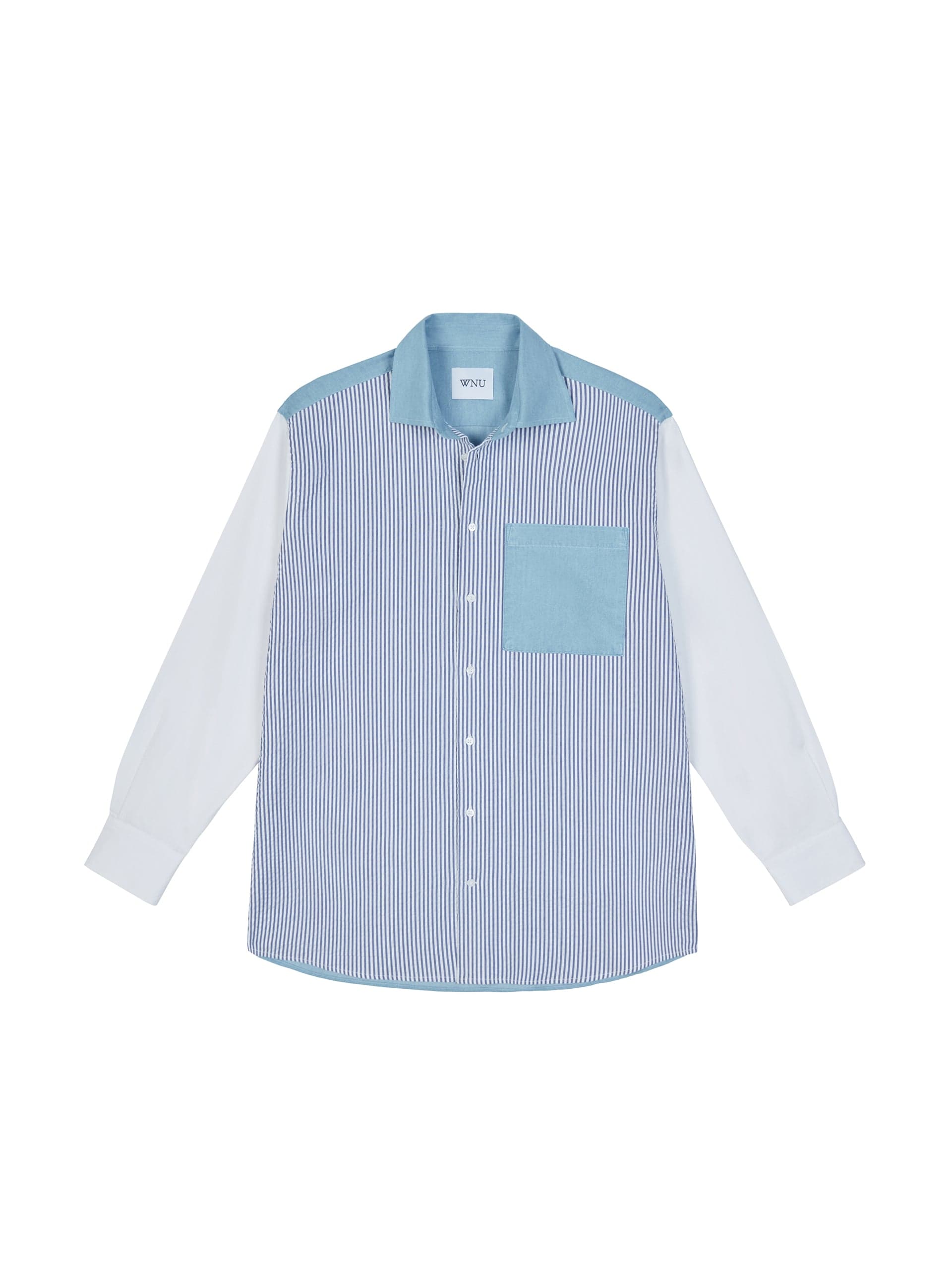 Chessie chambray, blue patchwork shirt