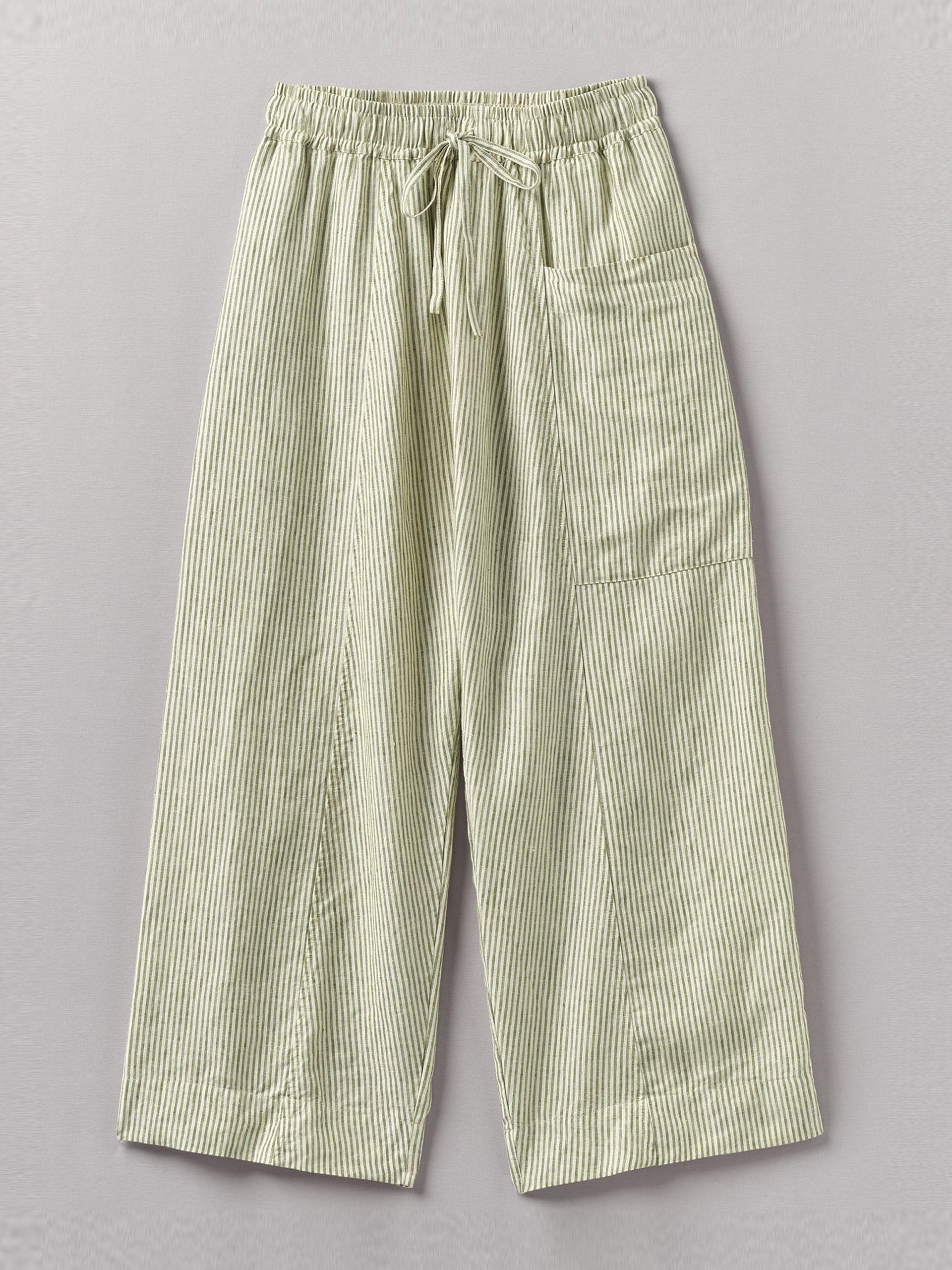 Linen stripe pull on trousers