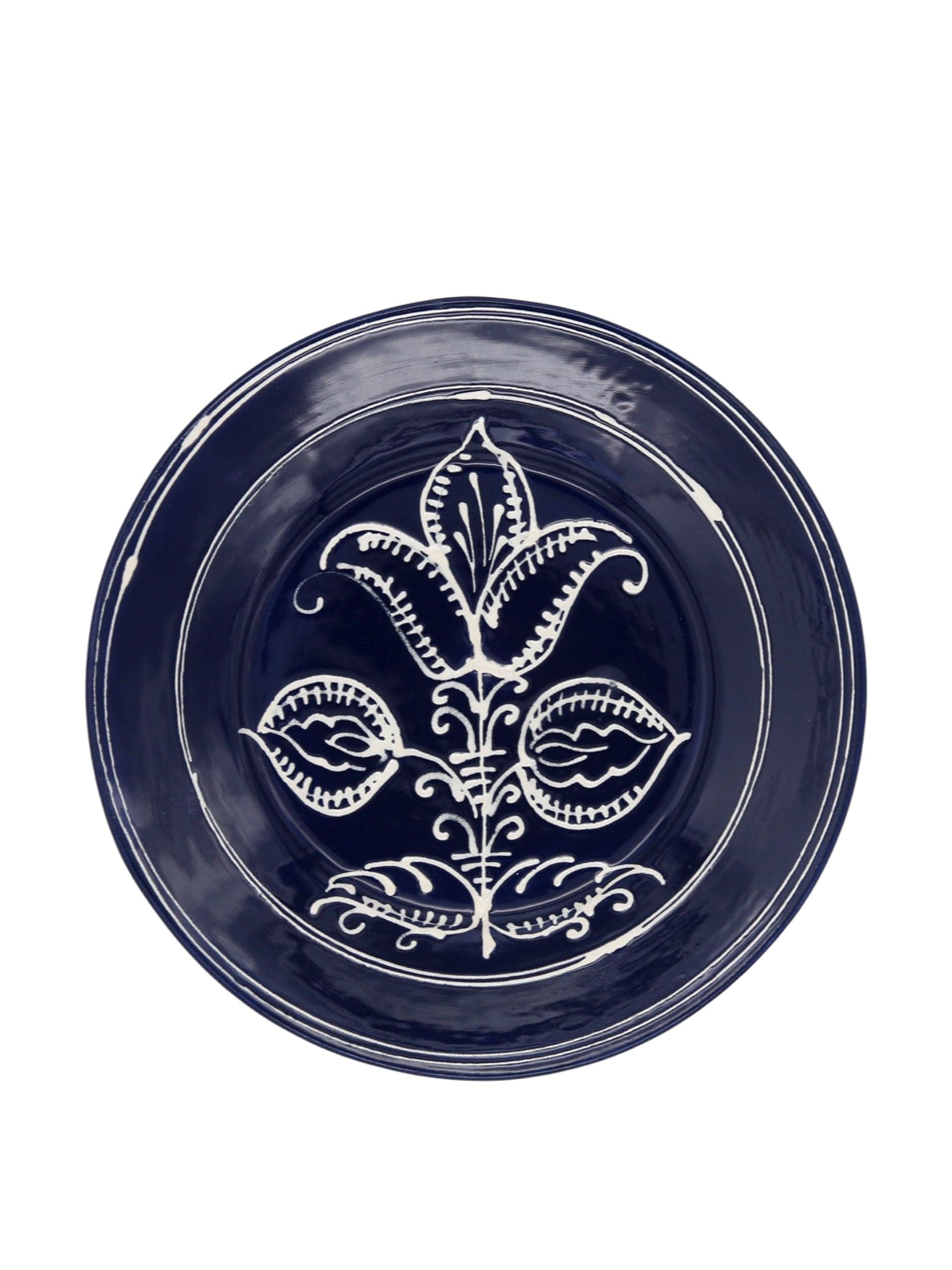 Cobalt tulip dessert plate