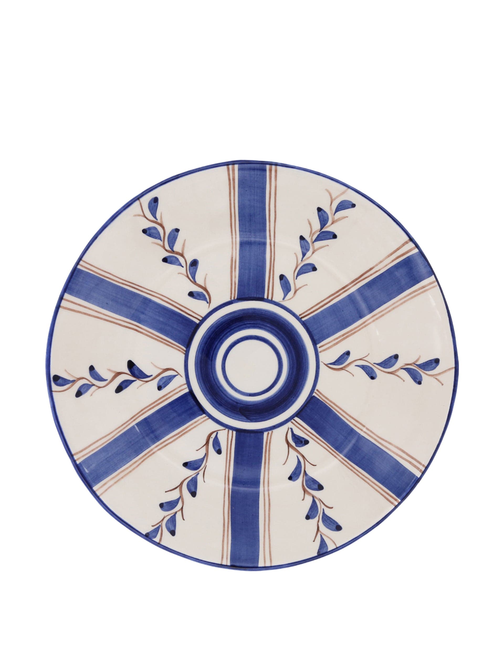 Blue stripe dessert plate