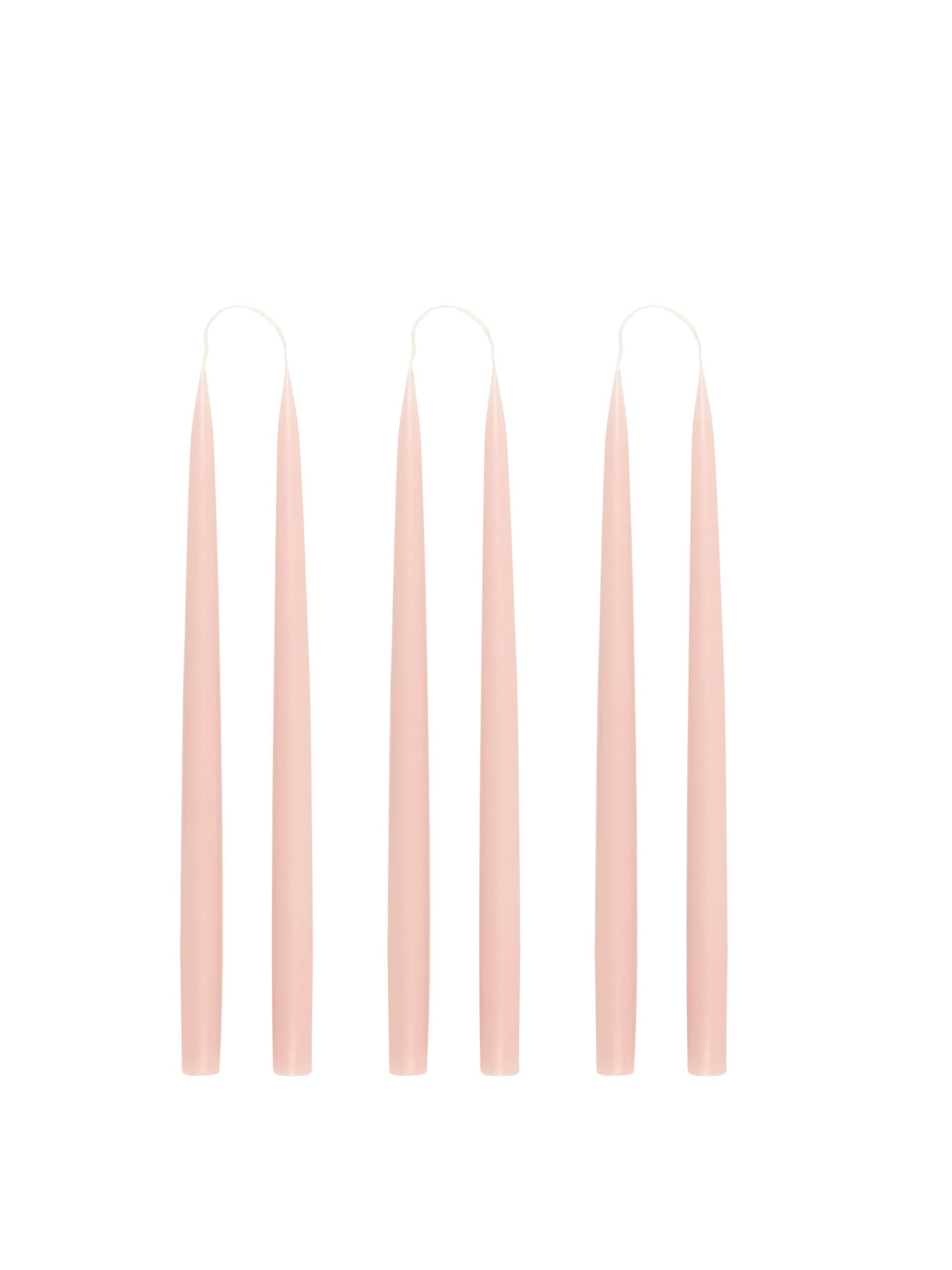 Danish taper candles in powder pink (set of 6)