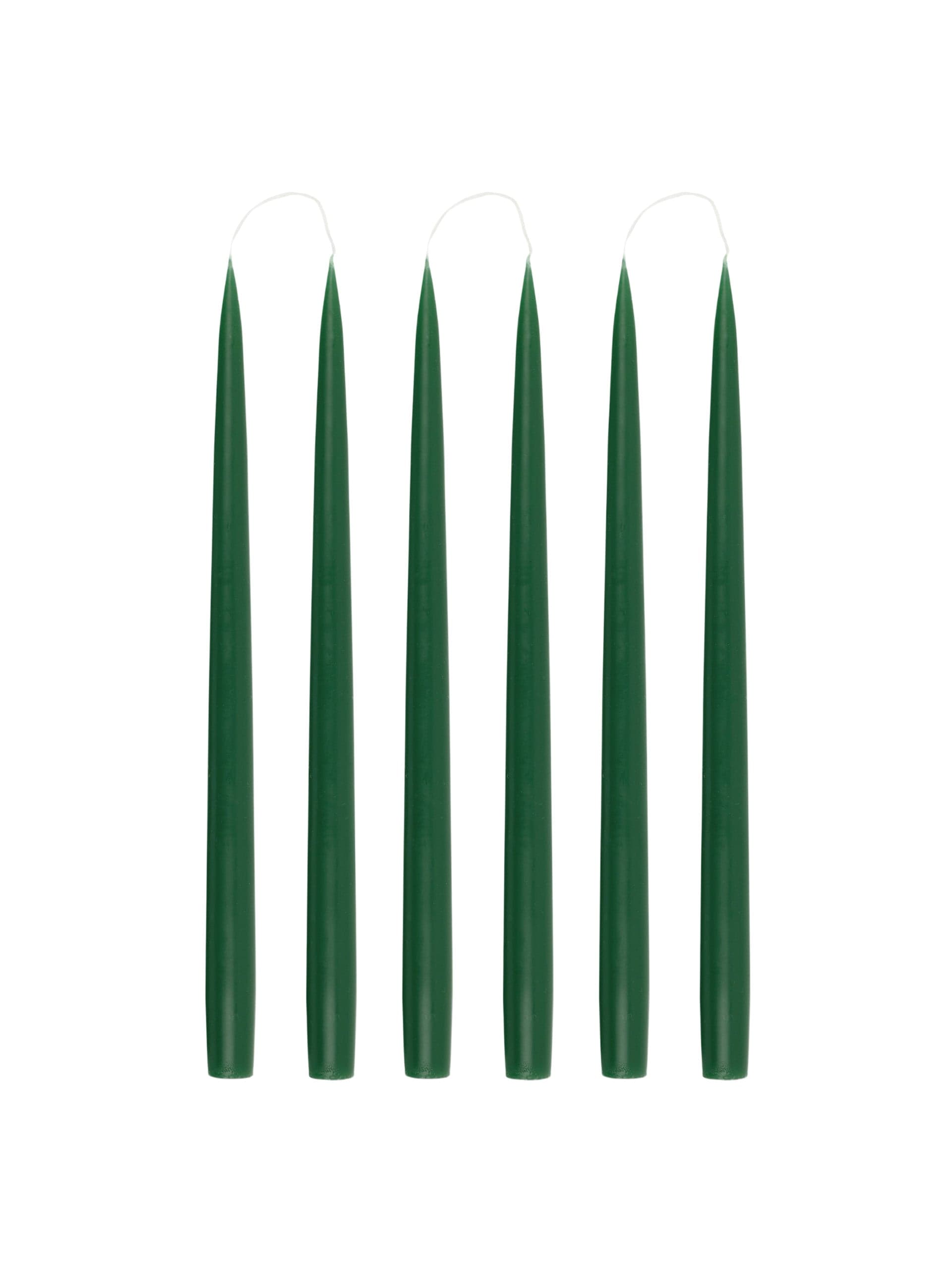 Danish taper candles in Emerald (set of 6)