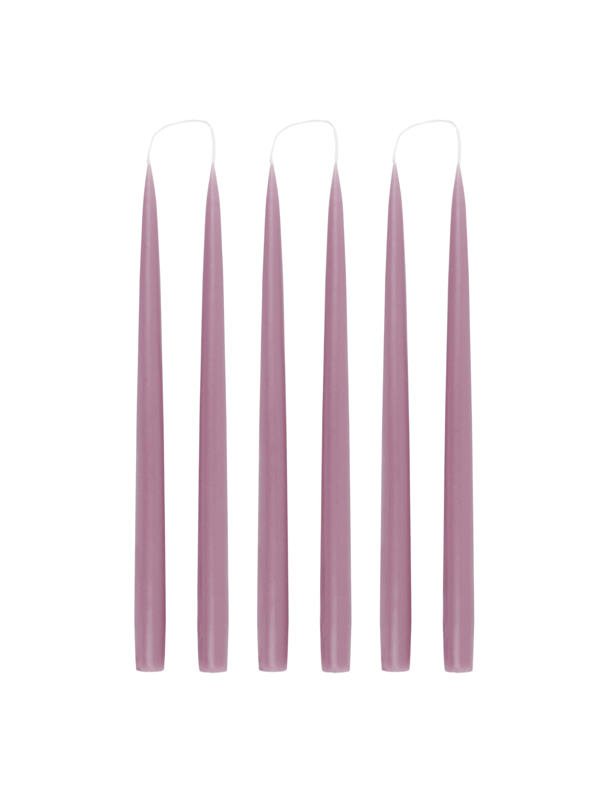 Danish taper candles in thistle purple, set of 6