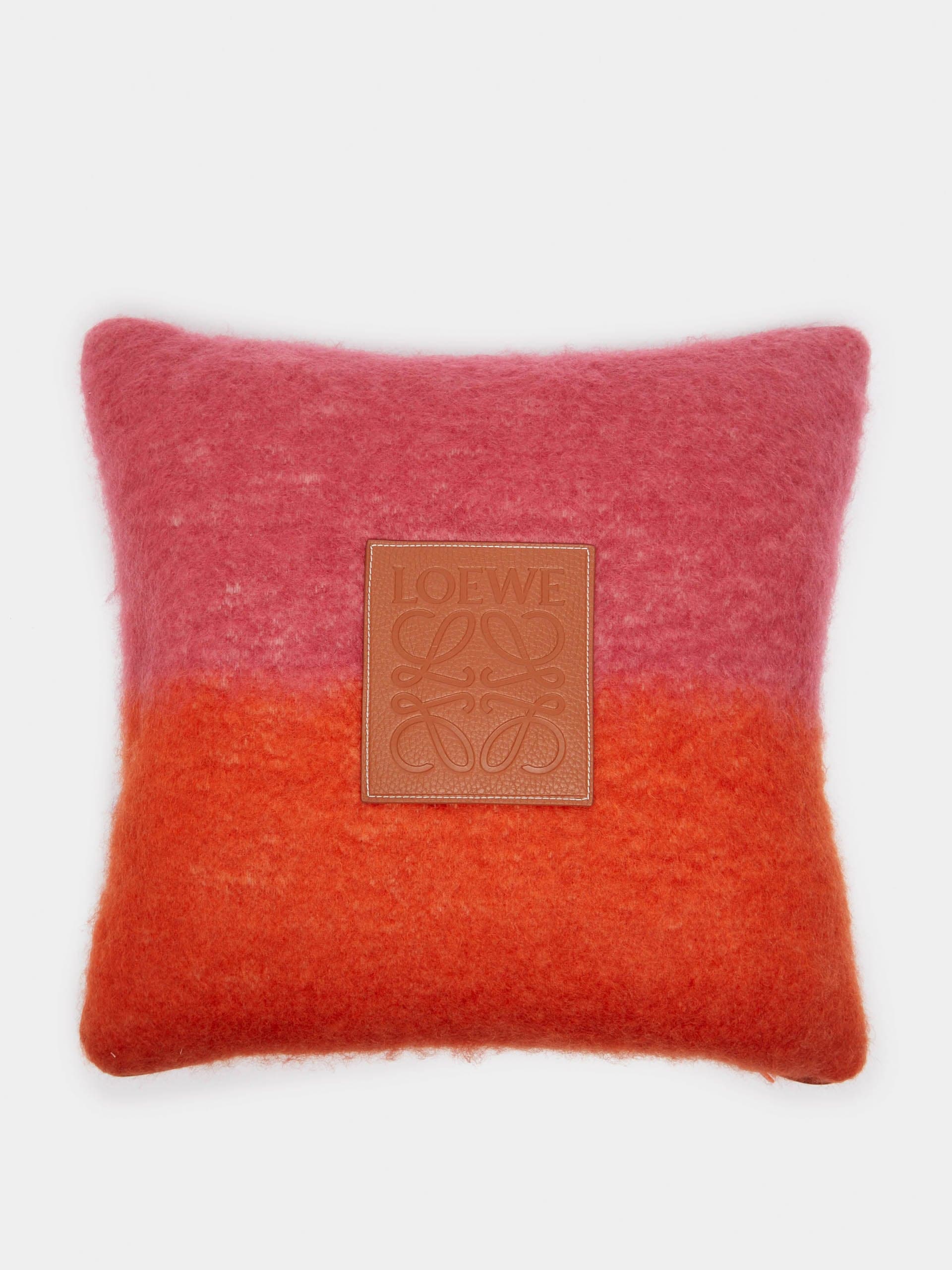 Red stripe mohair cushion