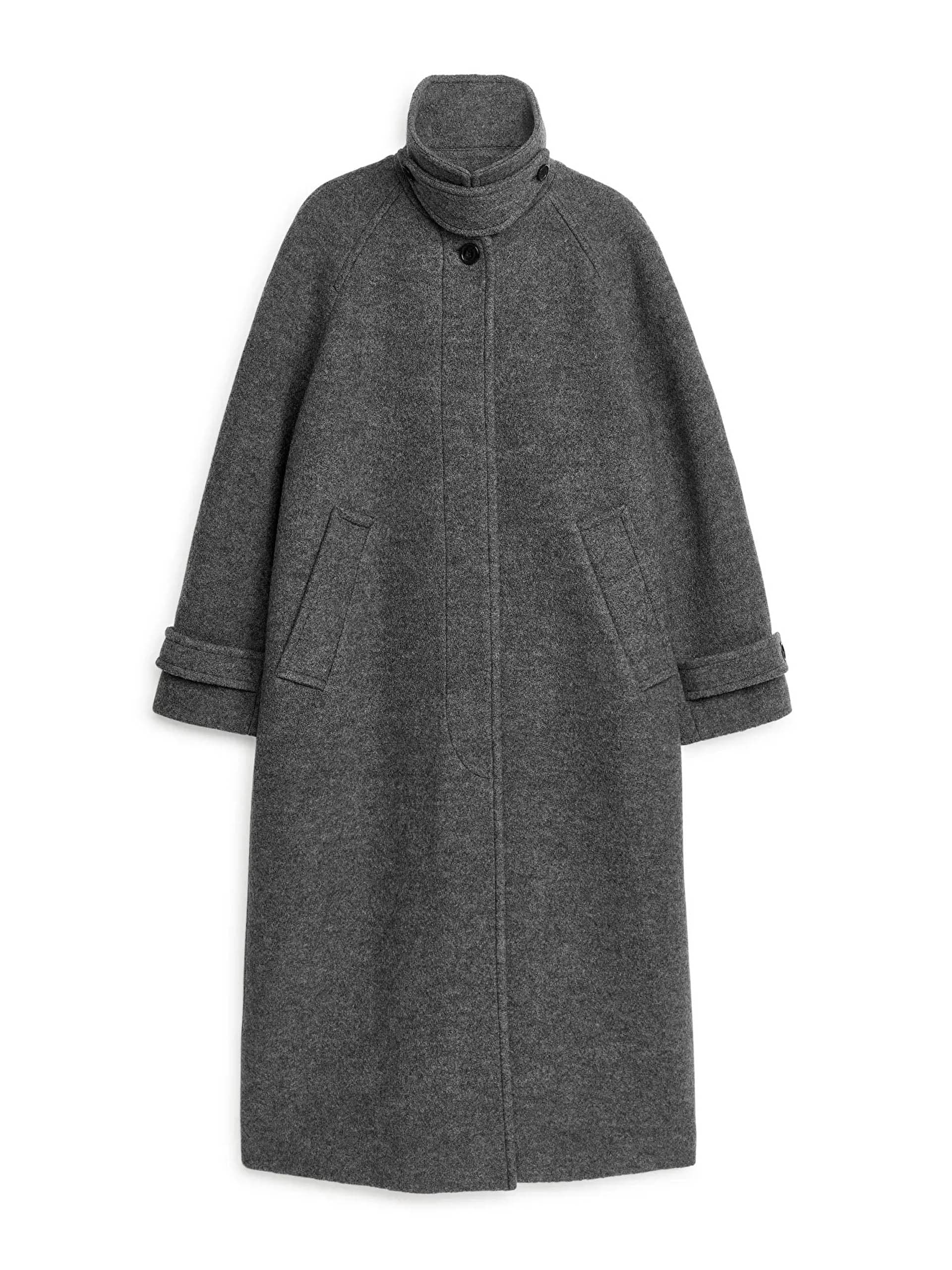 Oversized grey melange wool coat