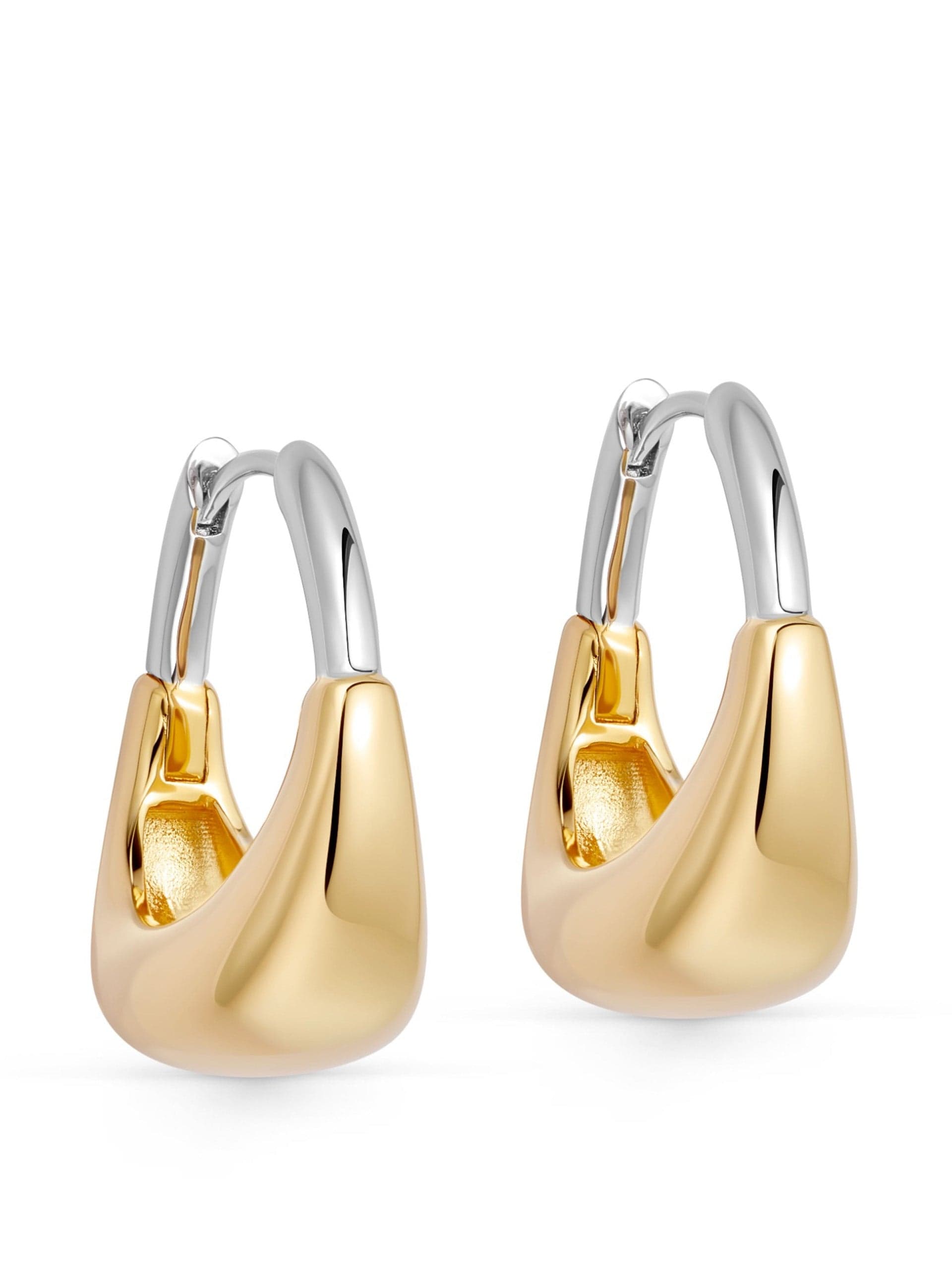 Gold and silver chunky Aurora u-hoop earrings