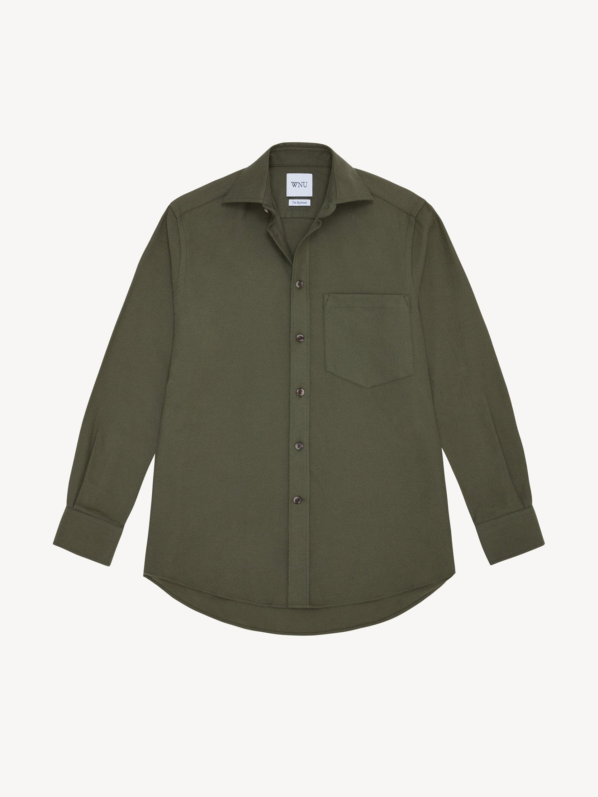 Olive green brushed cotton Boyfriend shirt