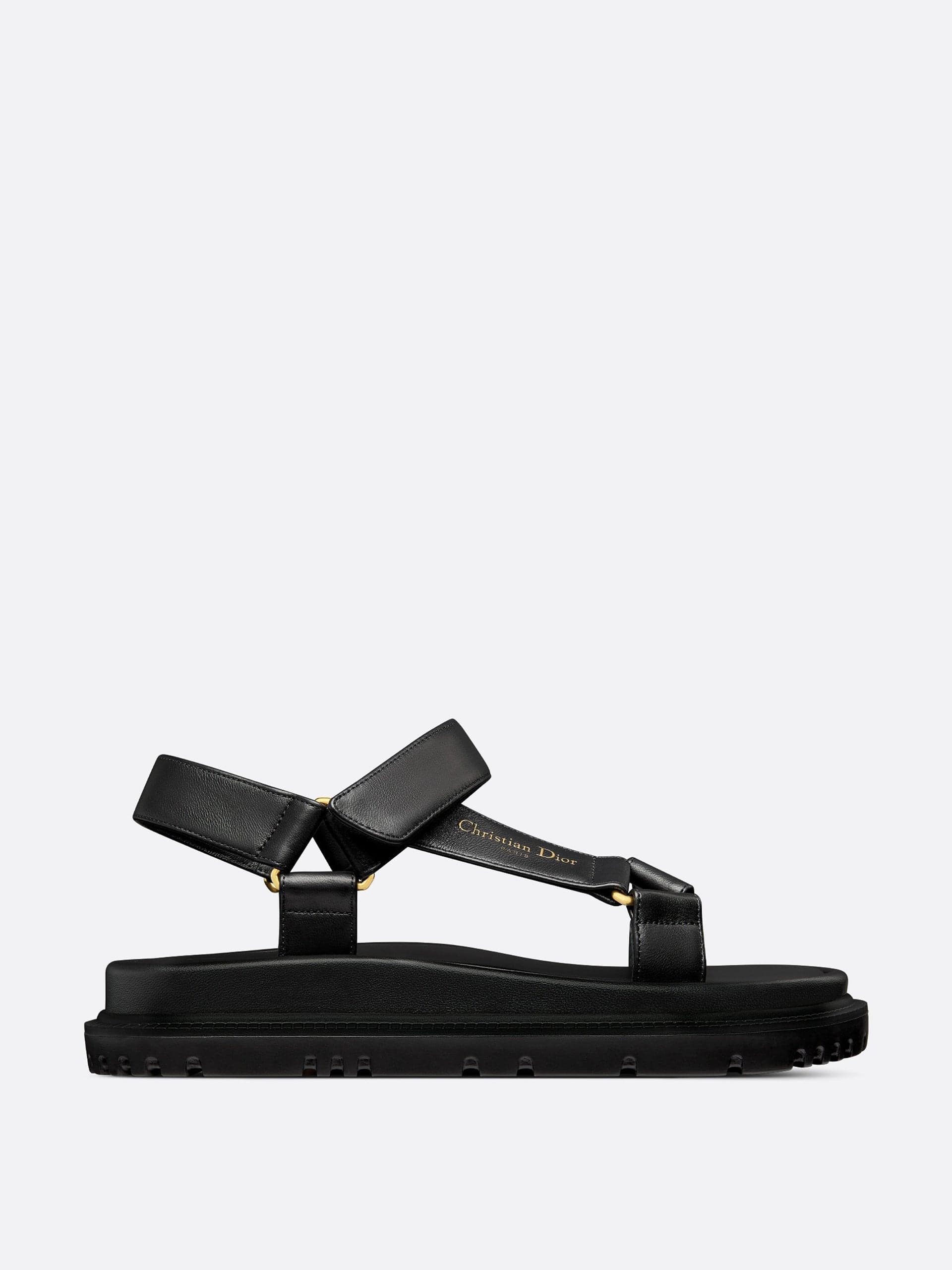 Black lambskin D-Wave sandals