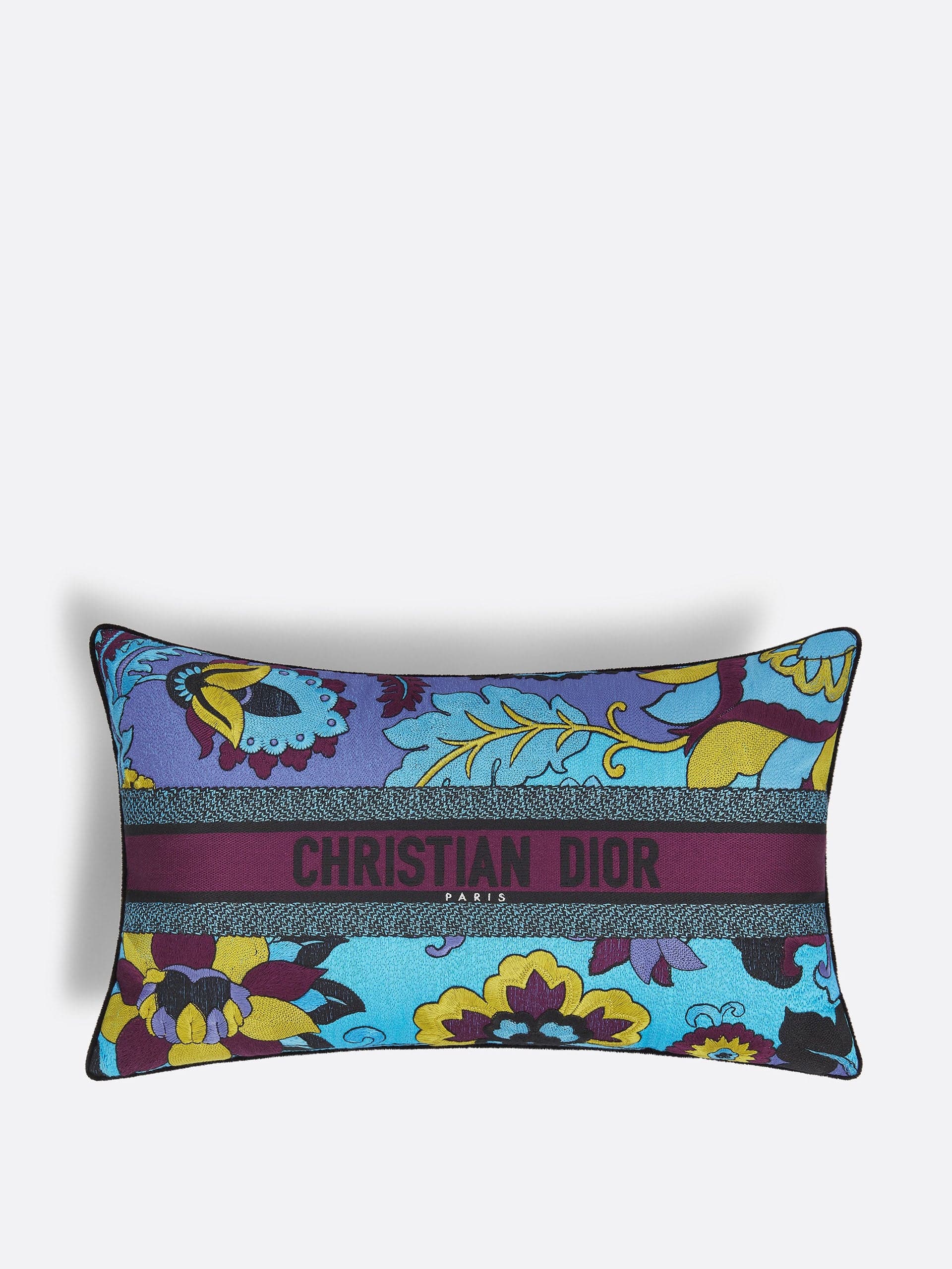 Blue and purple printed rectangular pillow