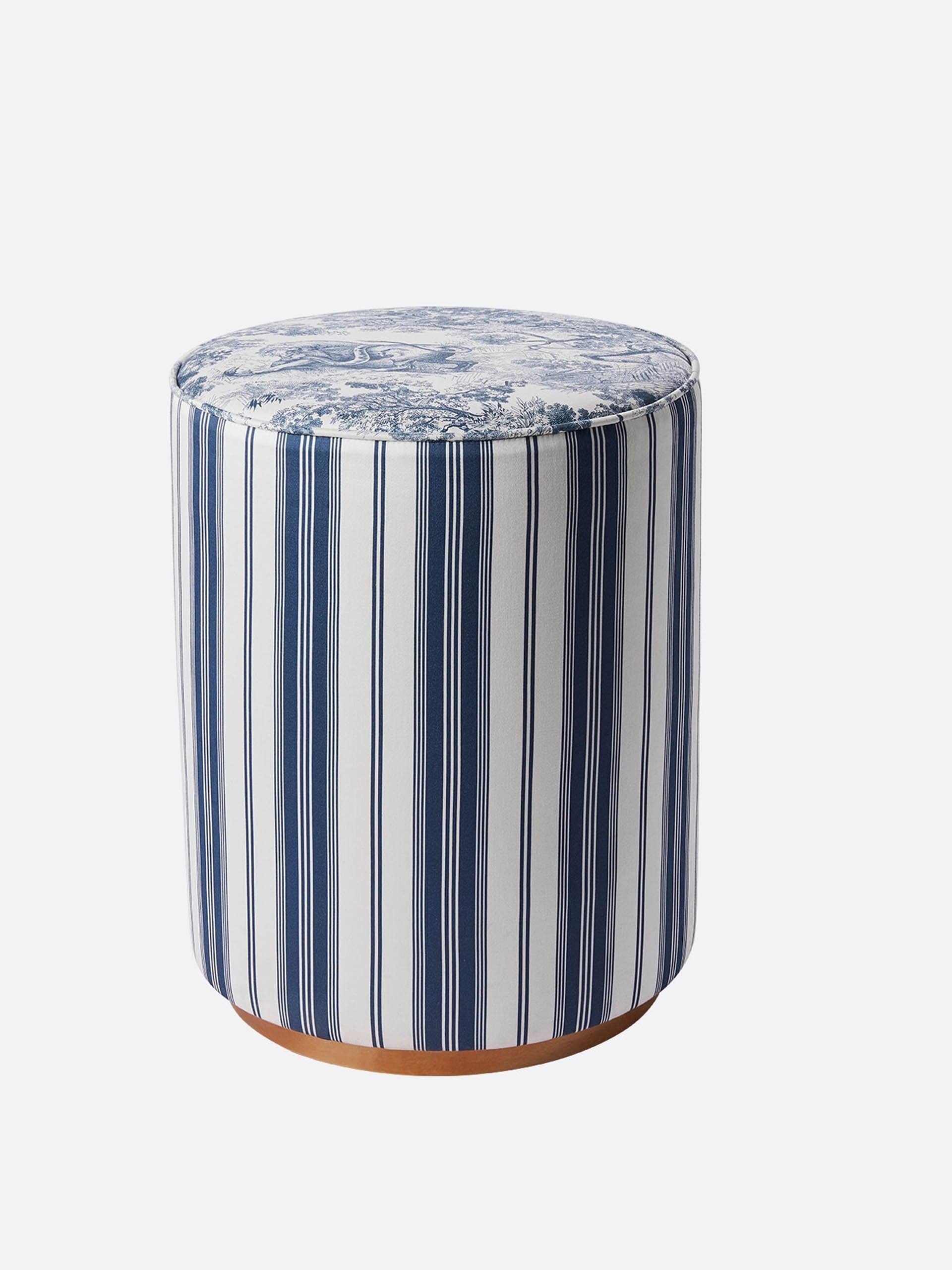 Blue Toile de Jouy stool