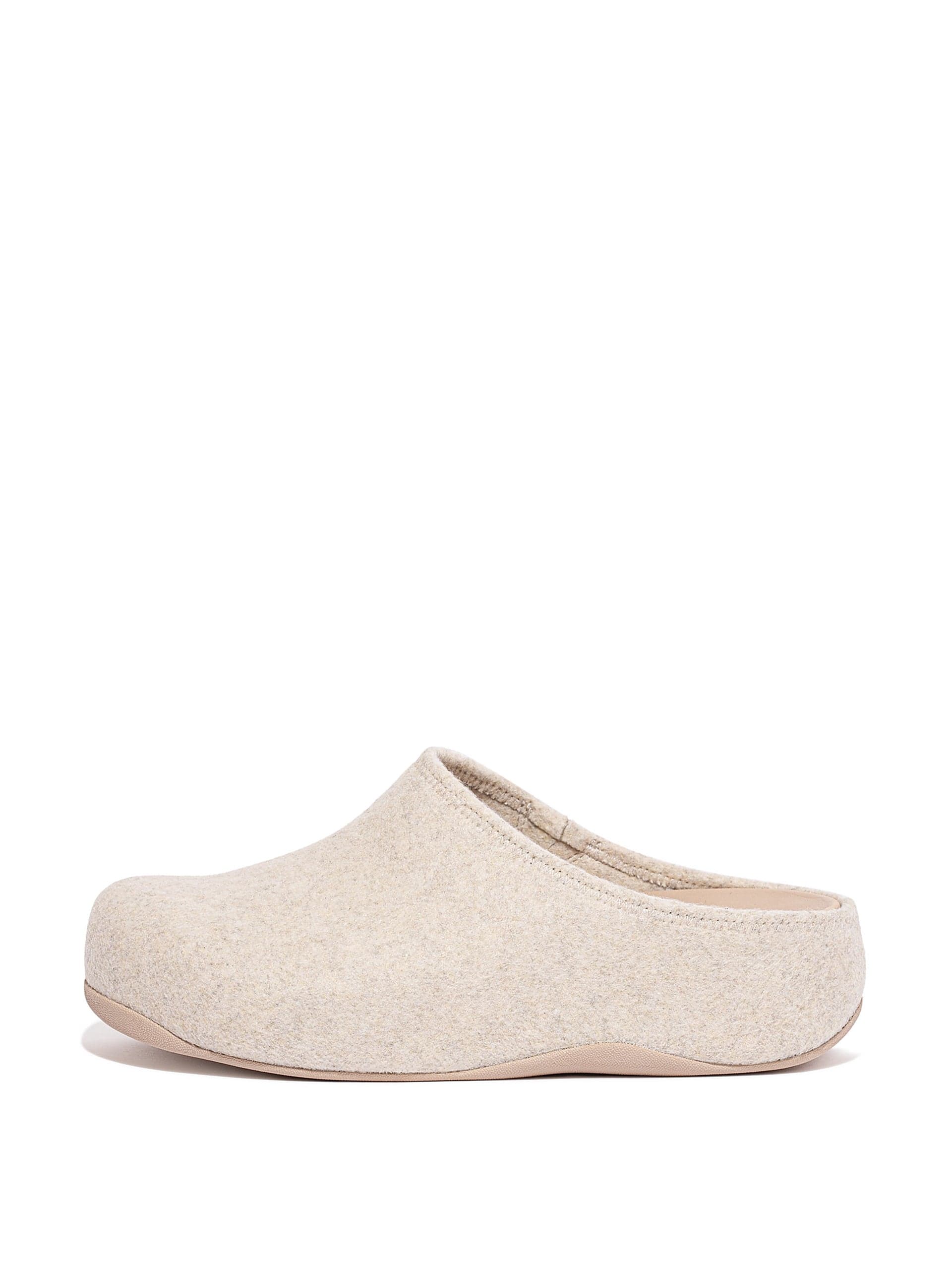 Beige felt clog slippers