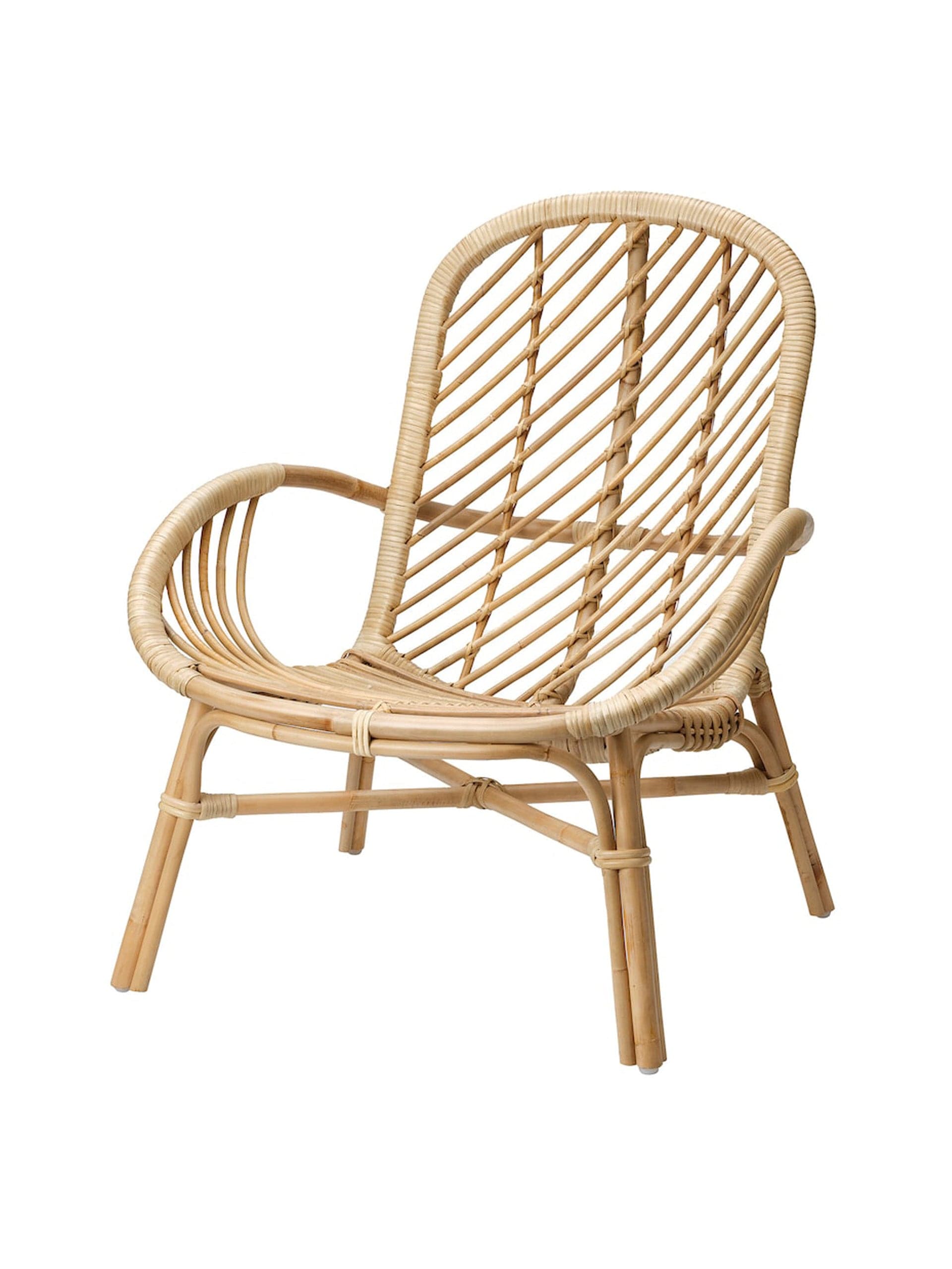 Hand-woven rattan armchair