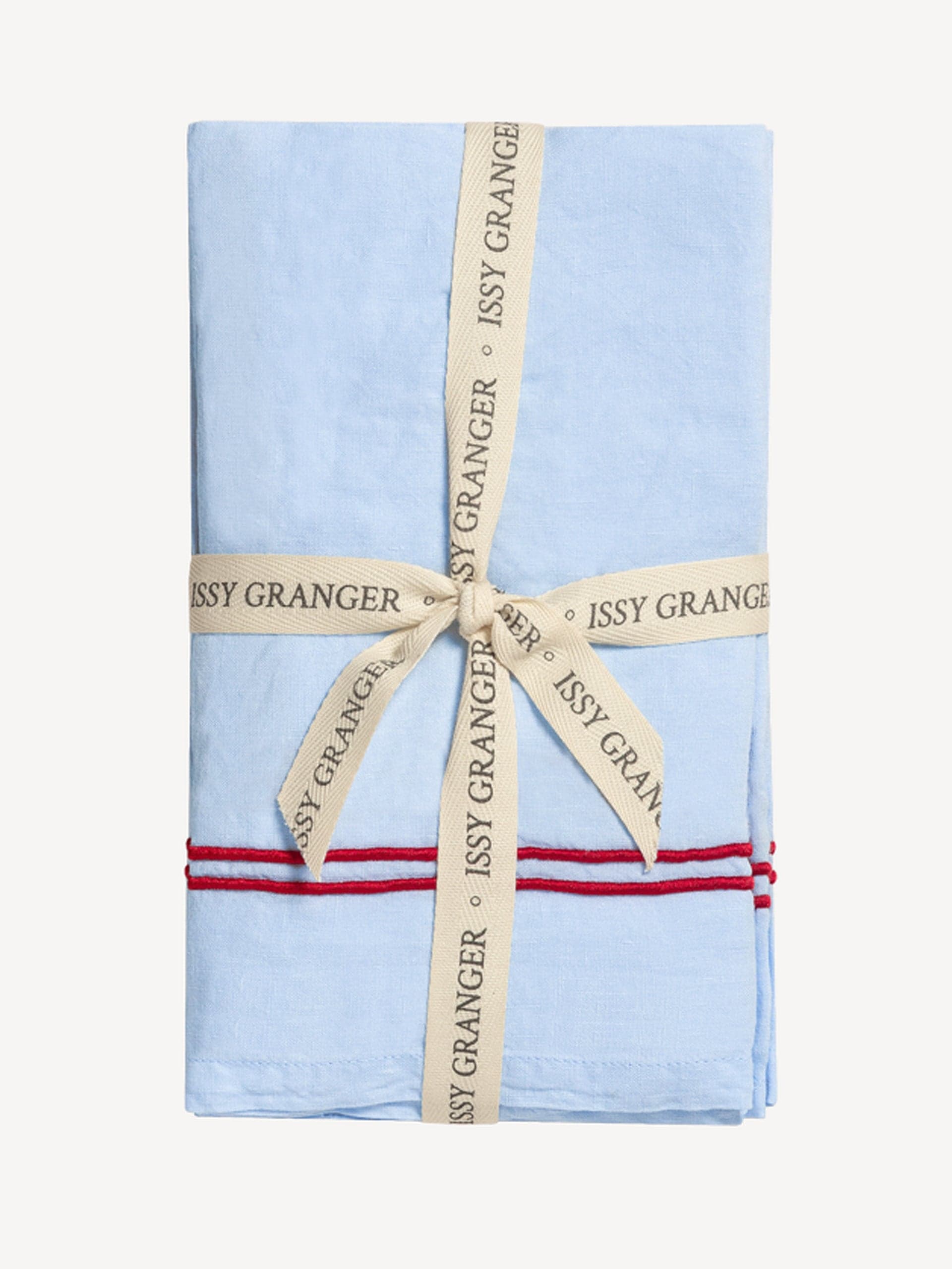 Blue double piped linen napkins (set of 4)