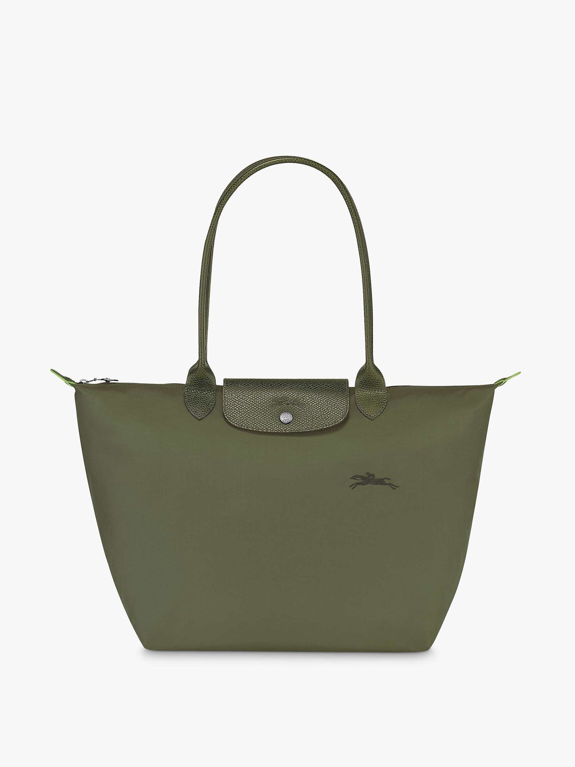 Forest Green recycled canvas large shoulder bag