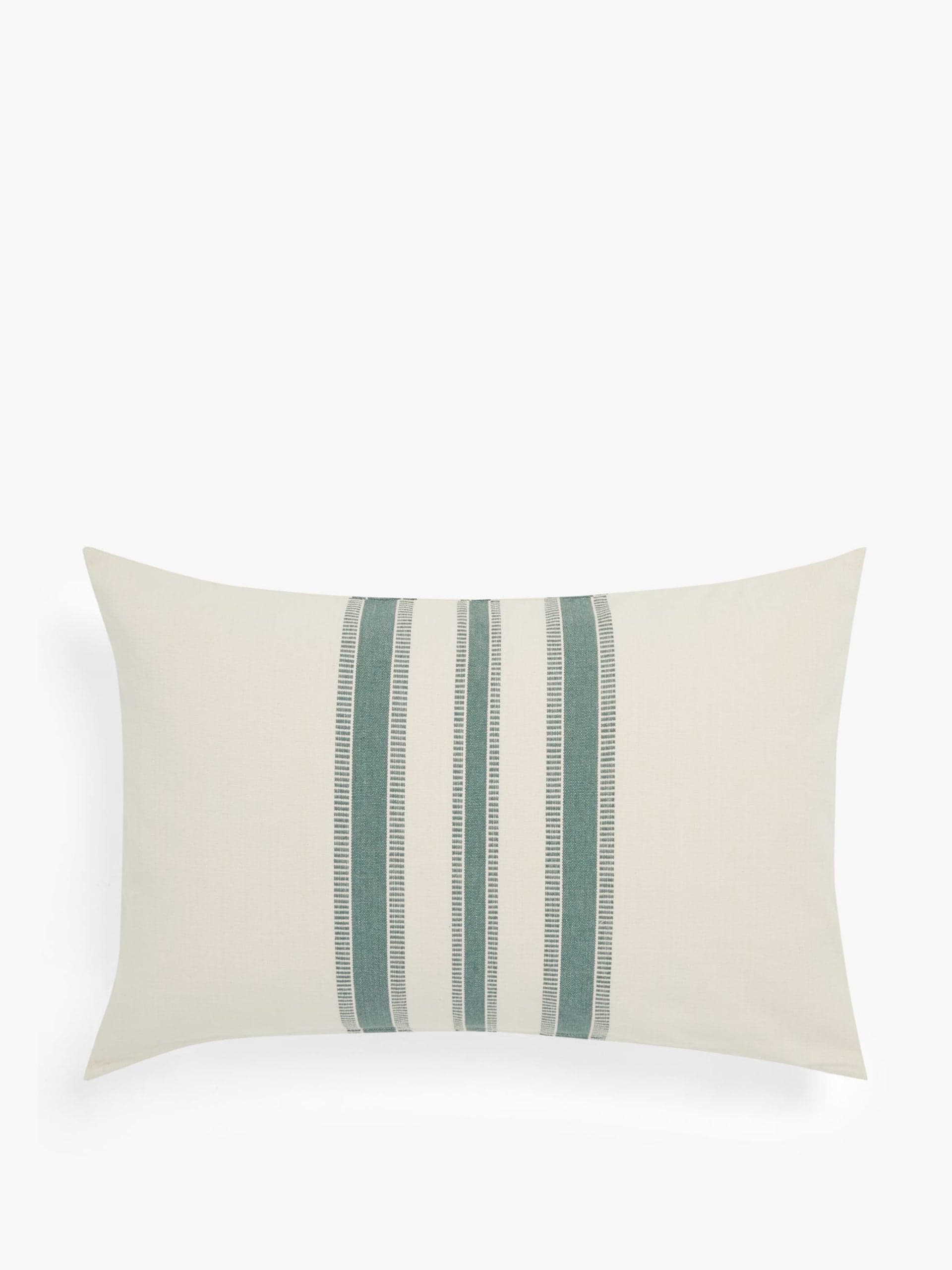 White and green trio stripe cushion