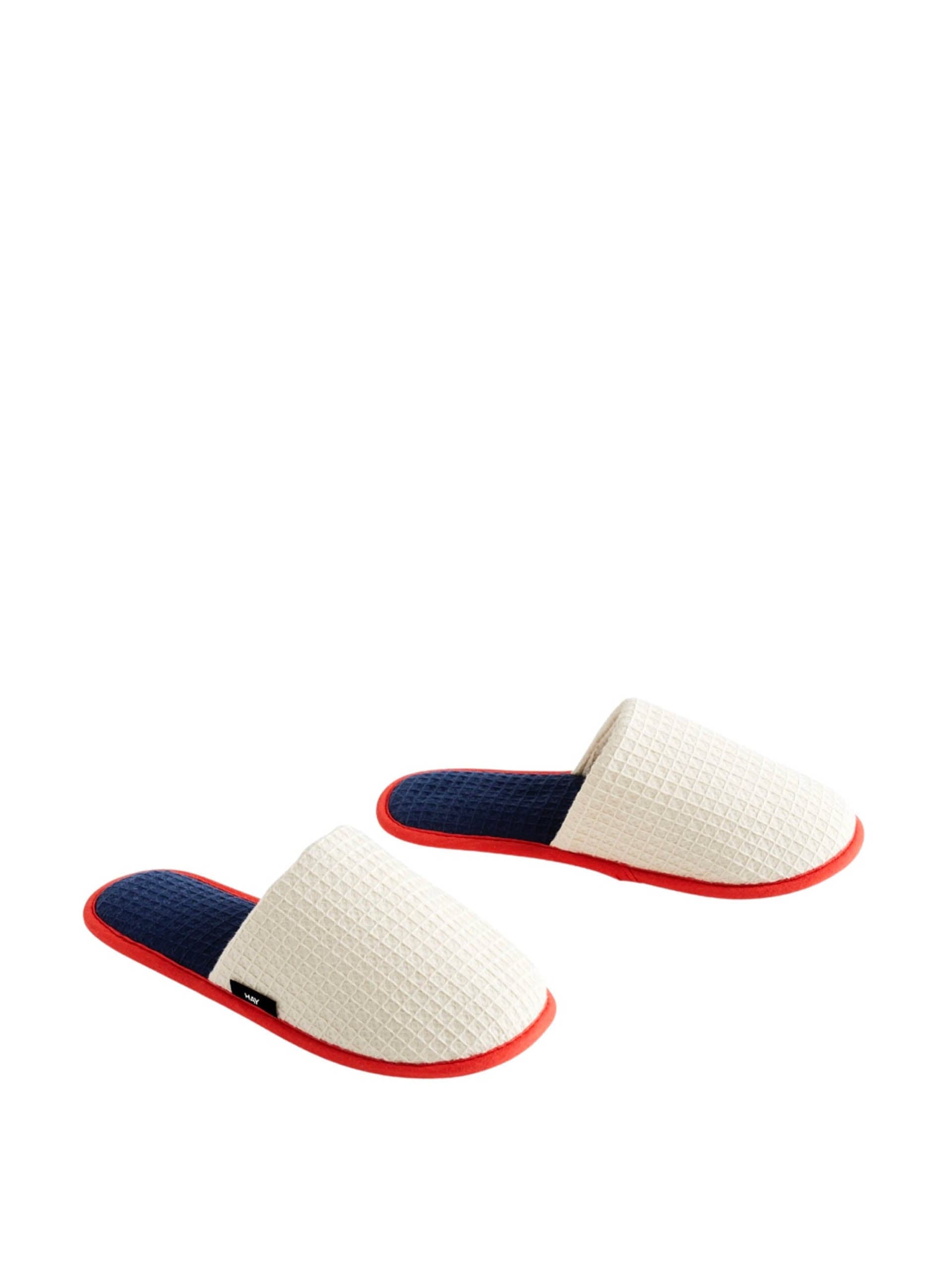 Cream waffle slippers