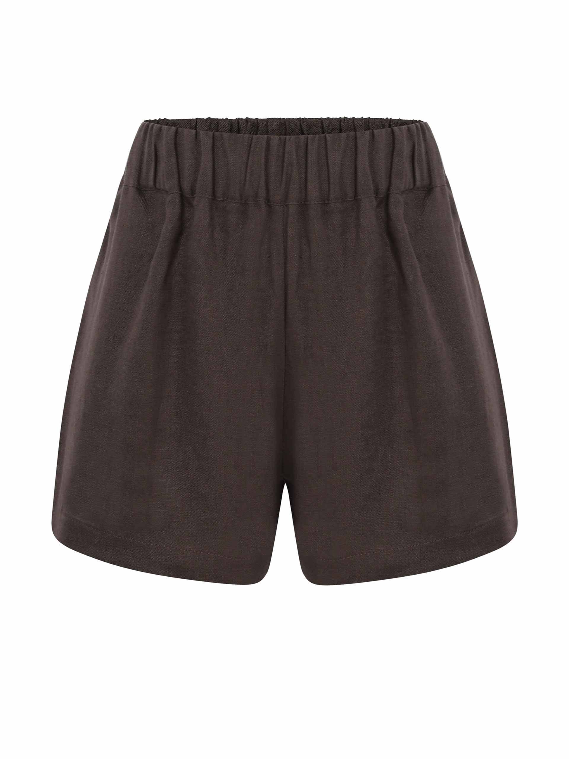 Chocolate linen shorts