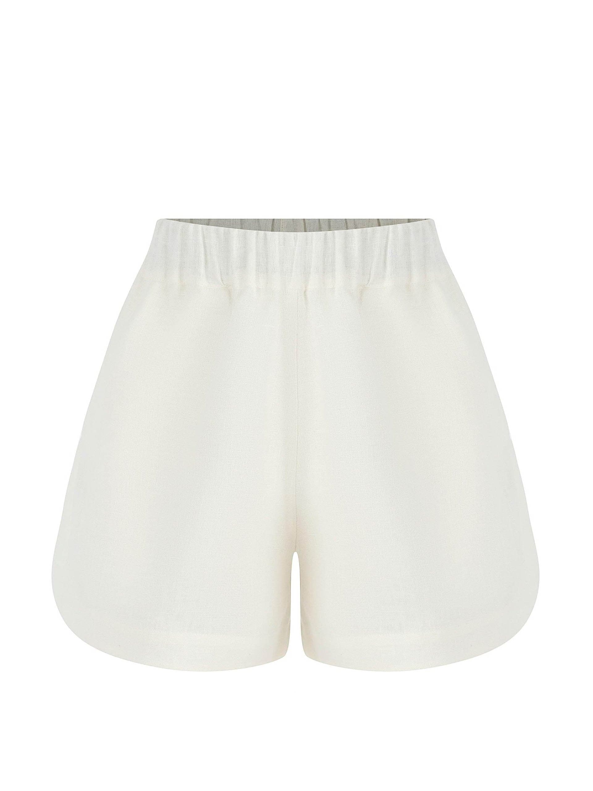 White linen shorts