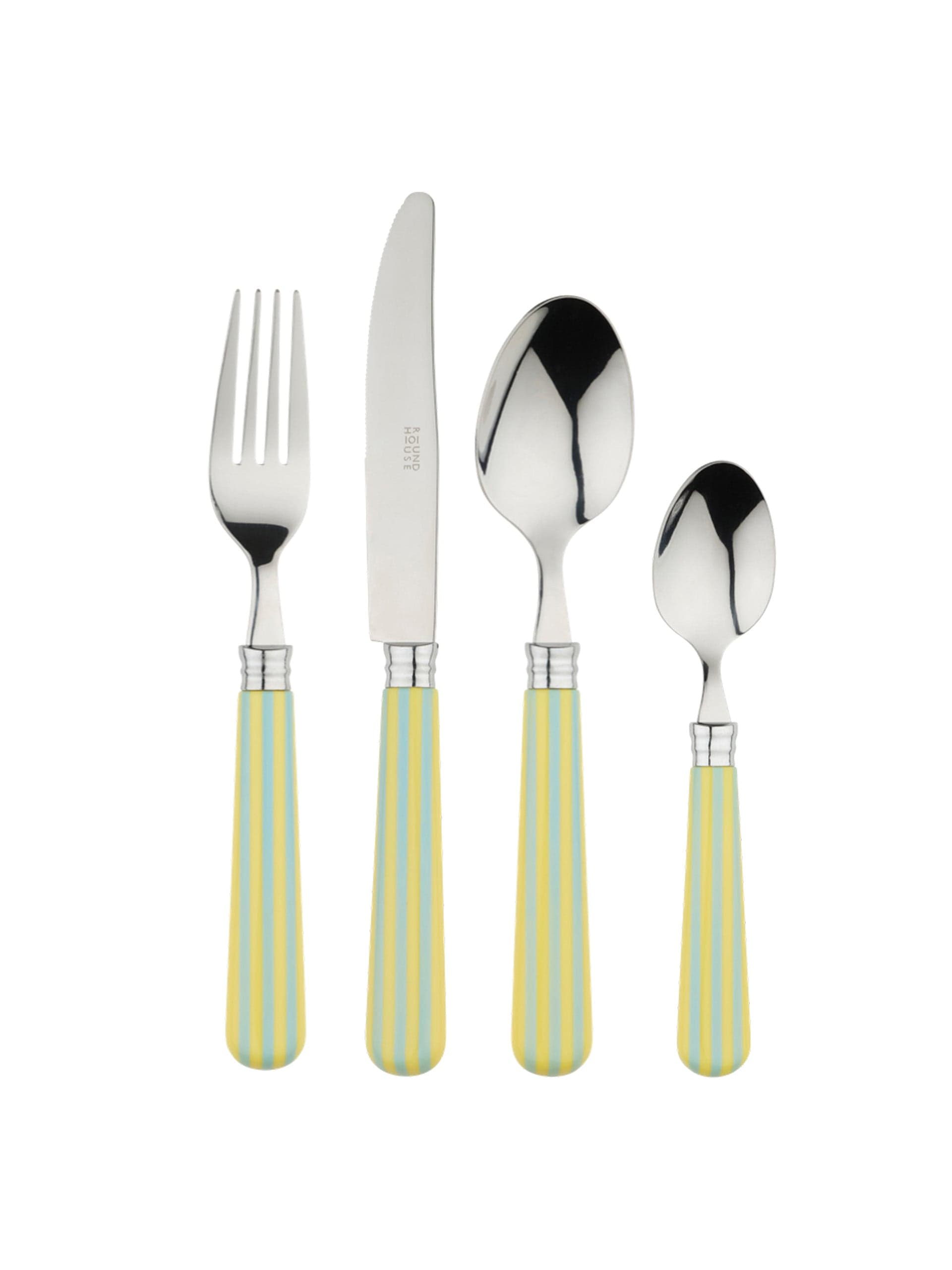 Lemon and blue stripe cutlery set