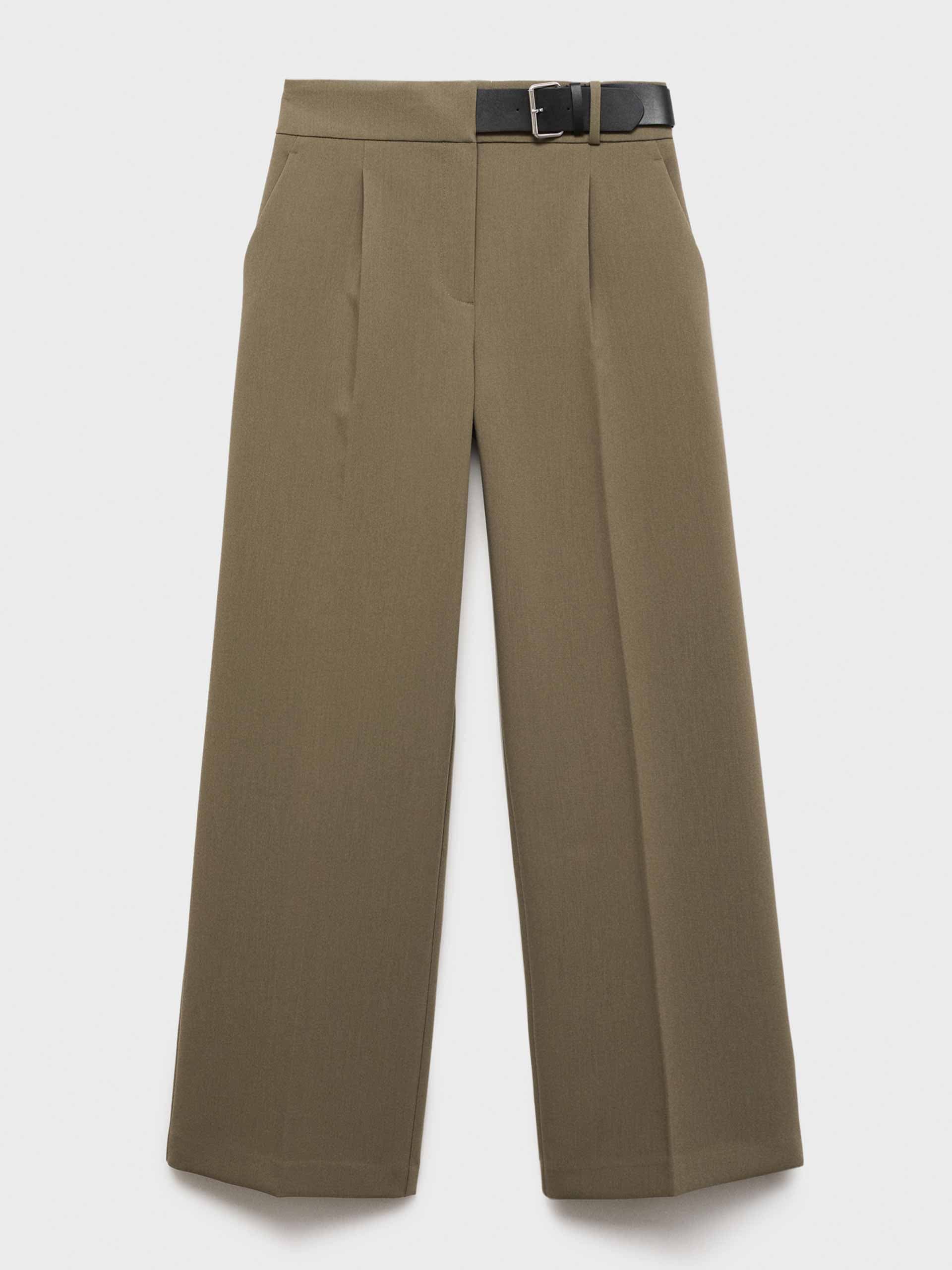 Belted straight-fit trousers