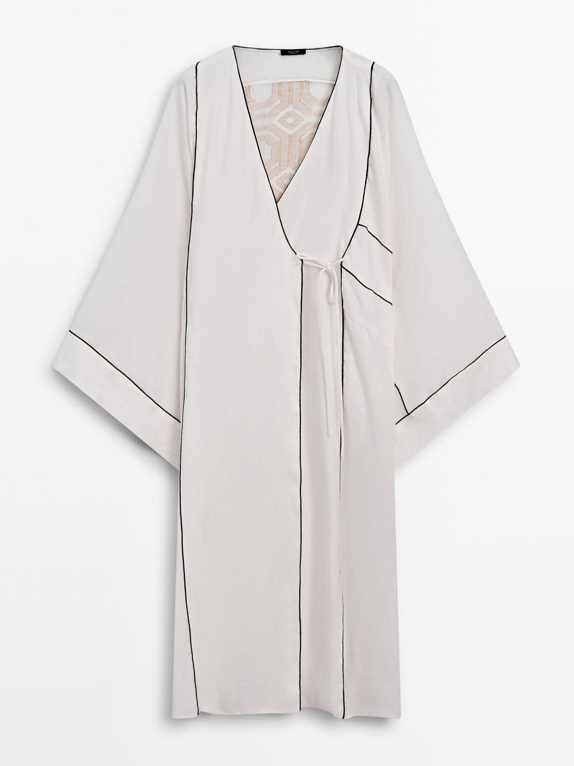 Linen blend kaftan with drawstring detail