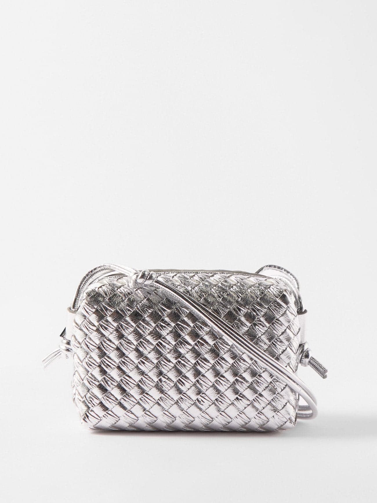 Silver loop mini Intrecciato-leather cross-body bag