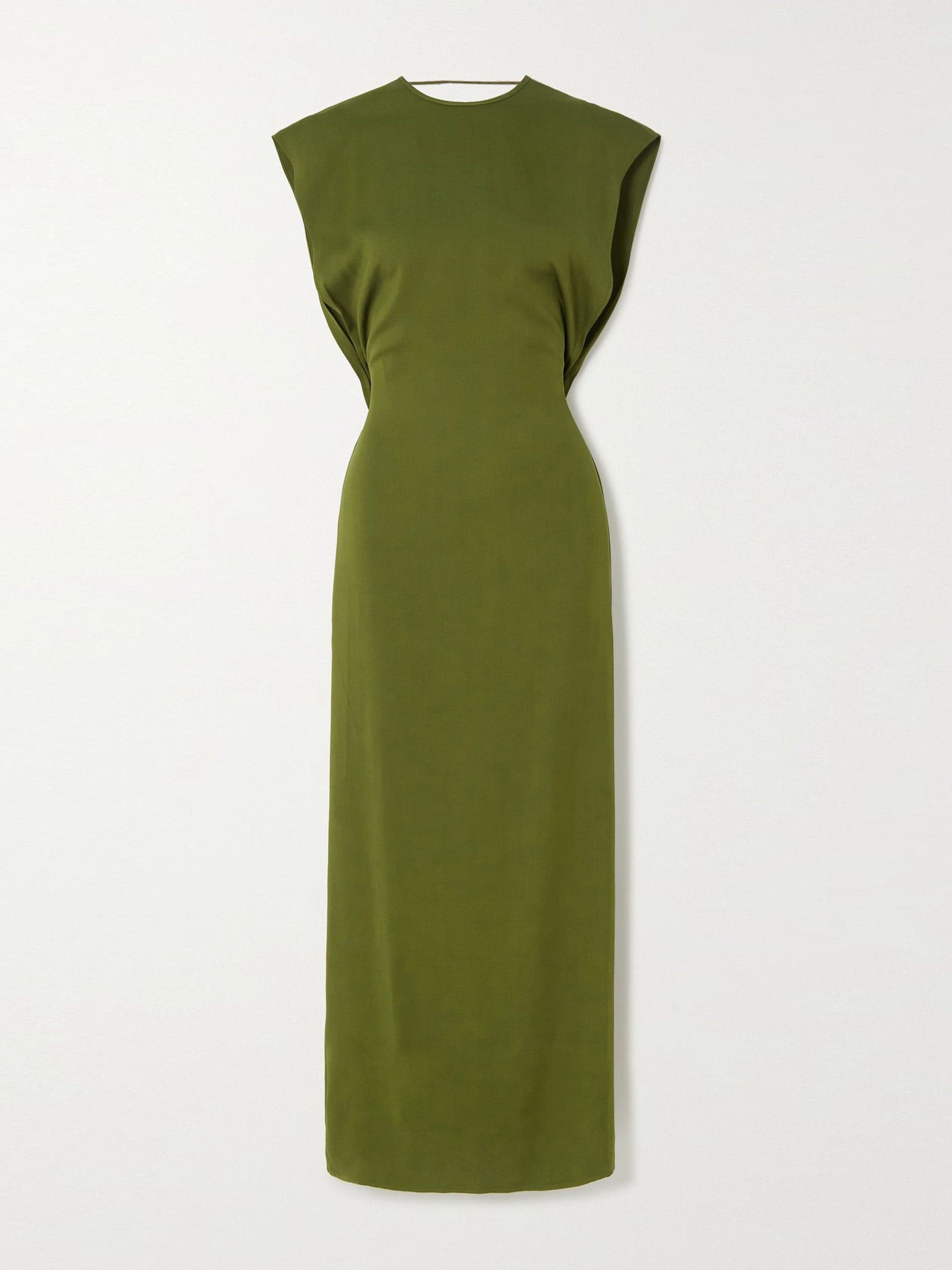 Green open-back woven maxi dress