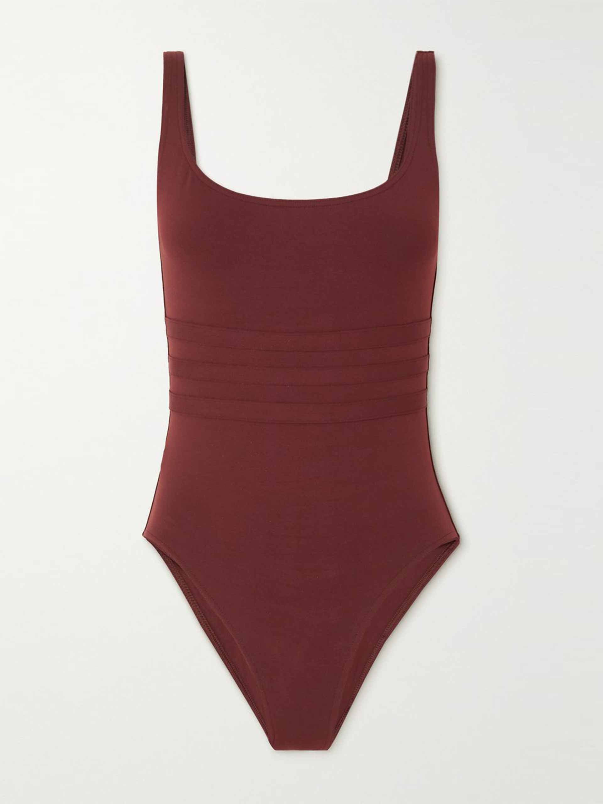 Dark brown scoop neck swimsuit