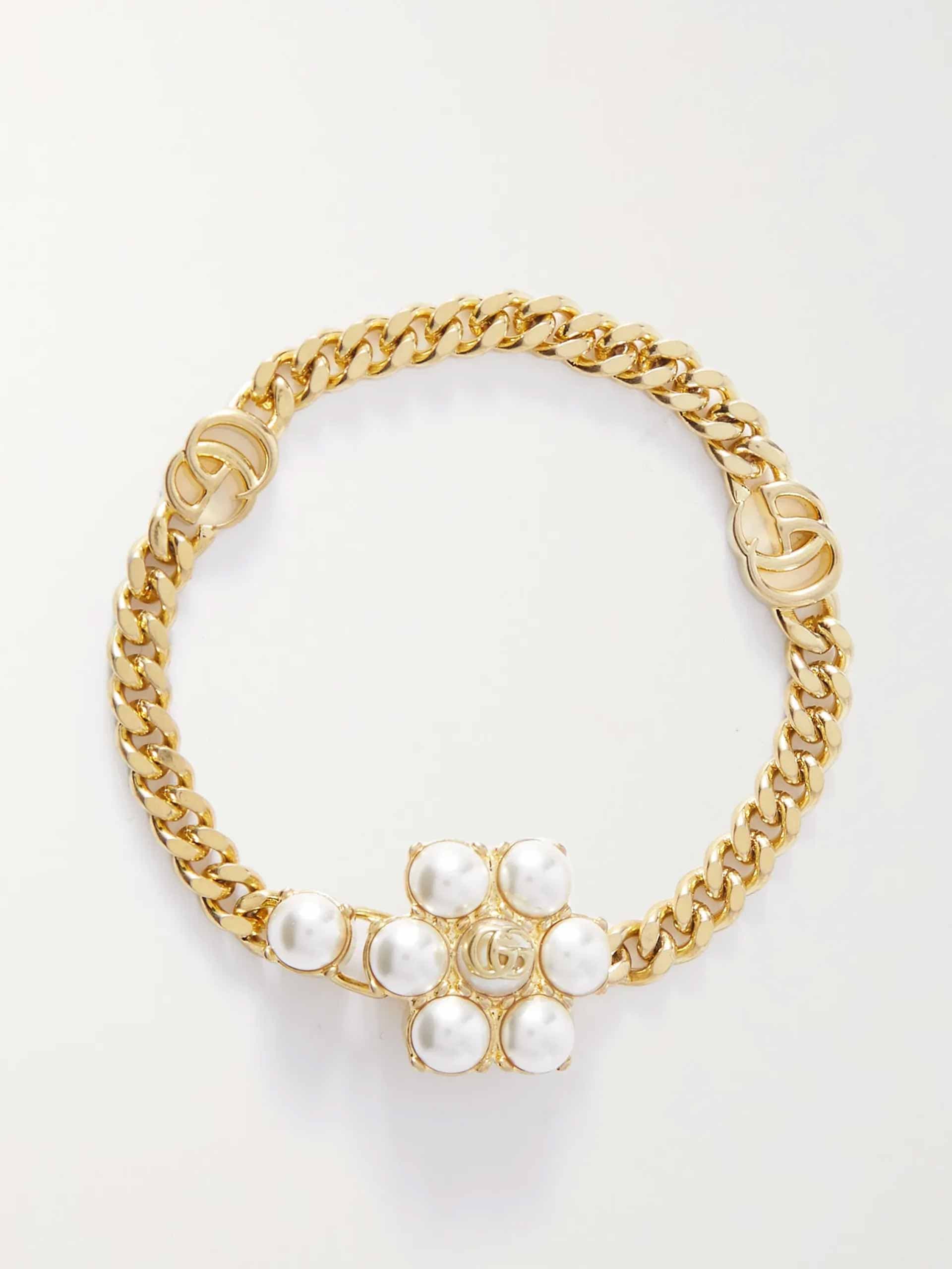 Gold-tone faux pearl bracelet