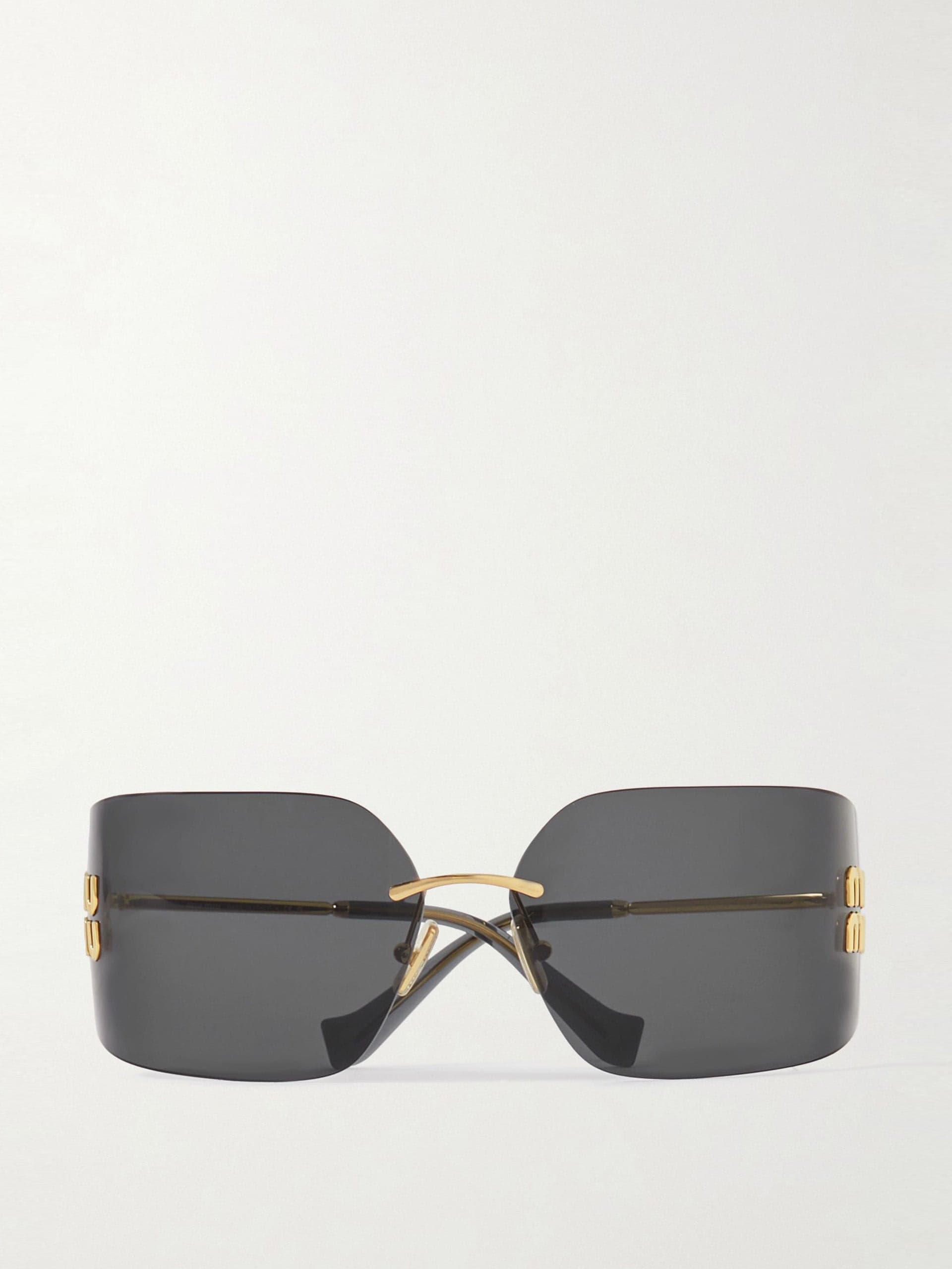 D-frame gold-tone sunglasses