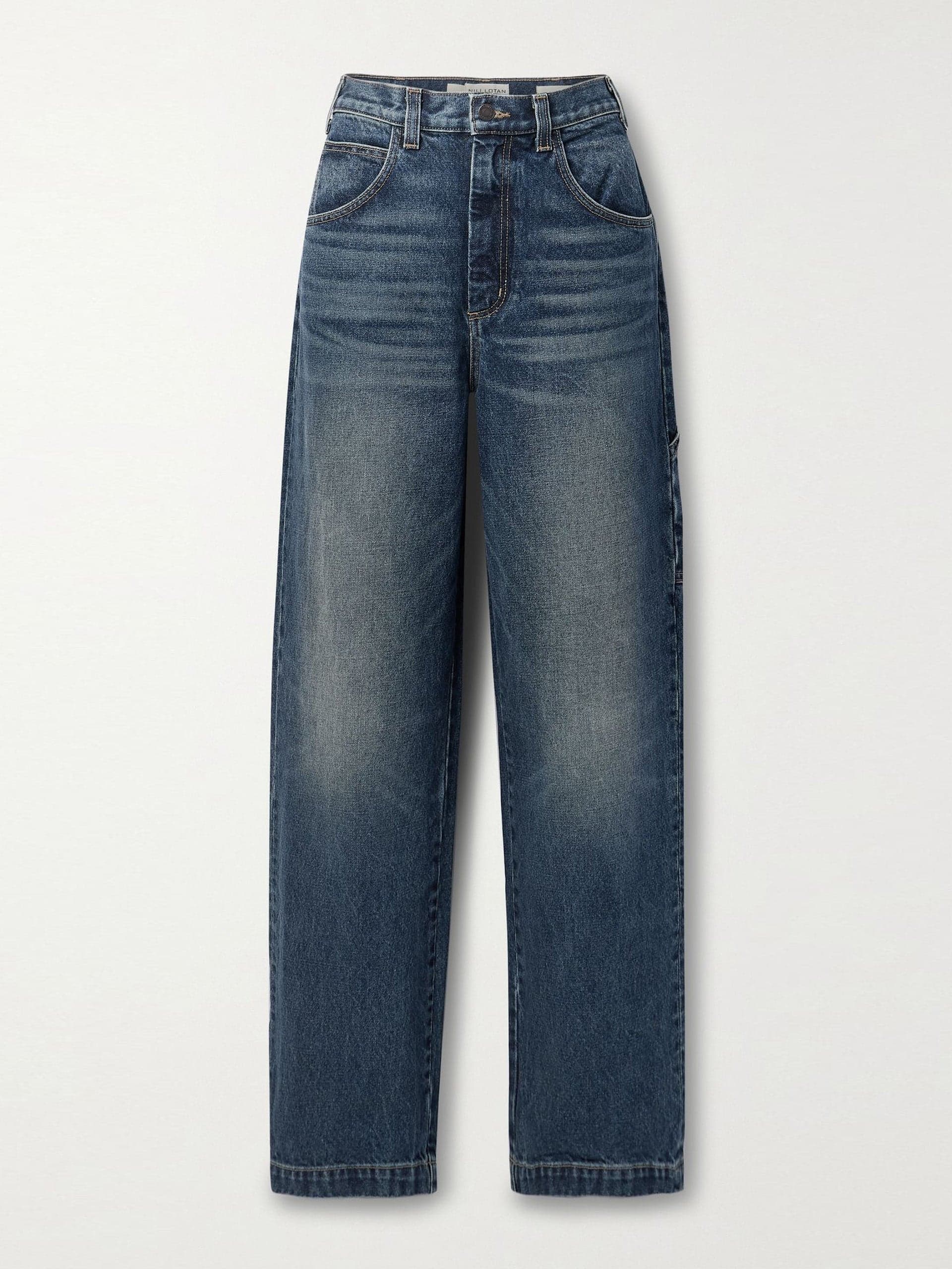 High-rise straight leg jeans