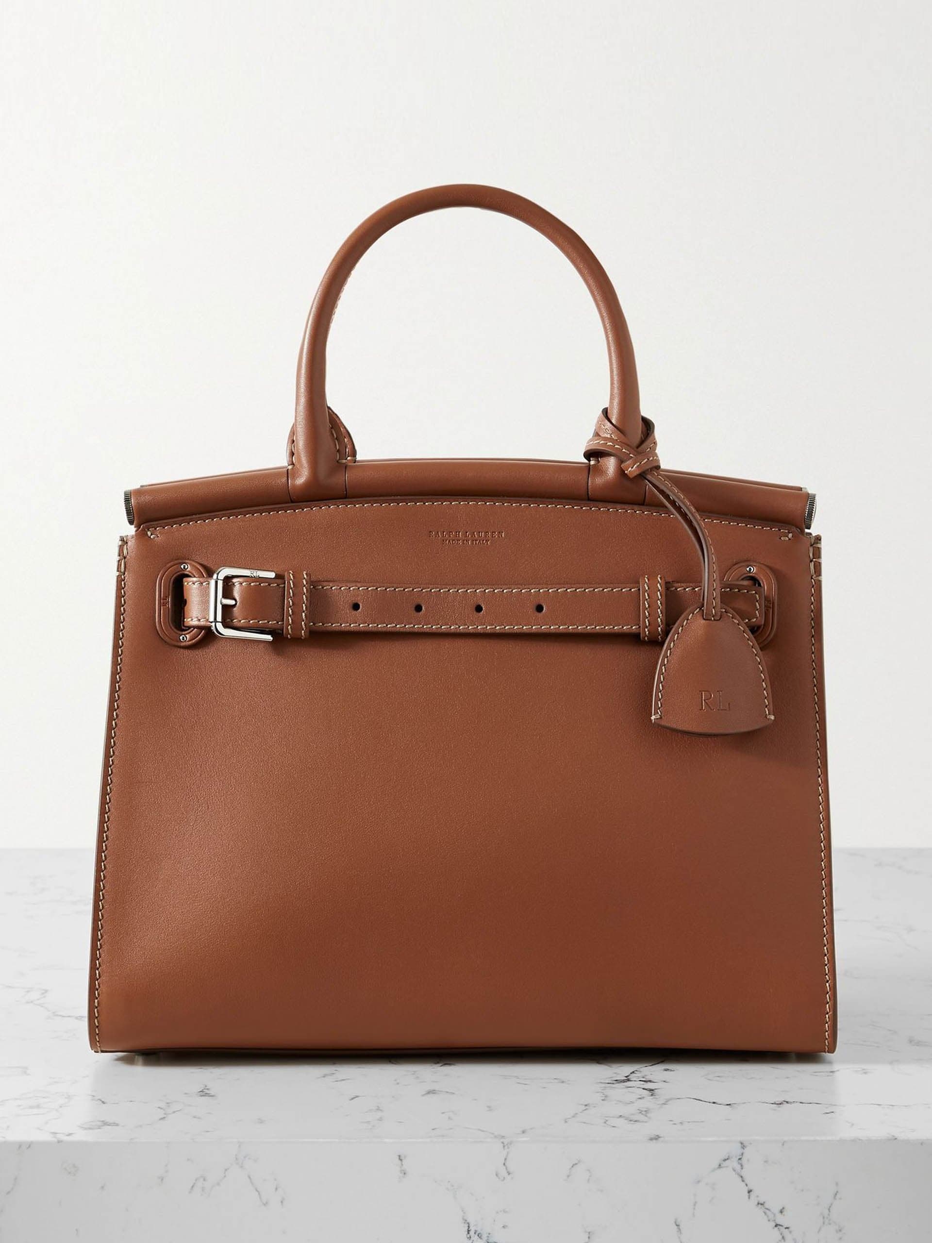 Brown leather tote