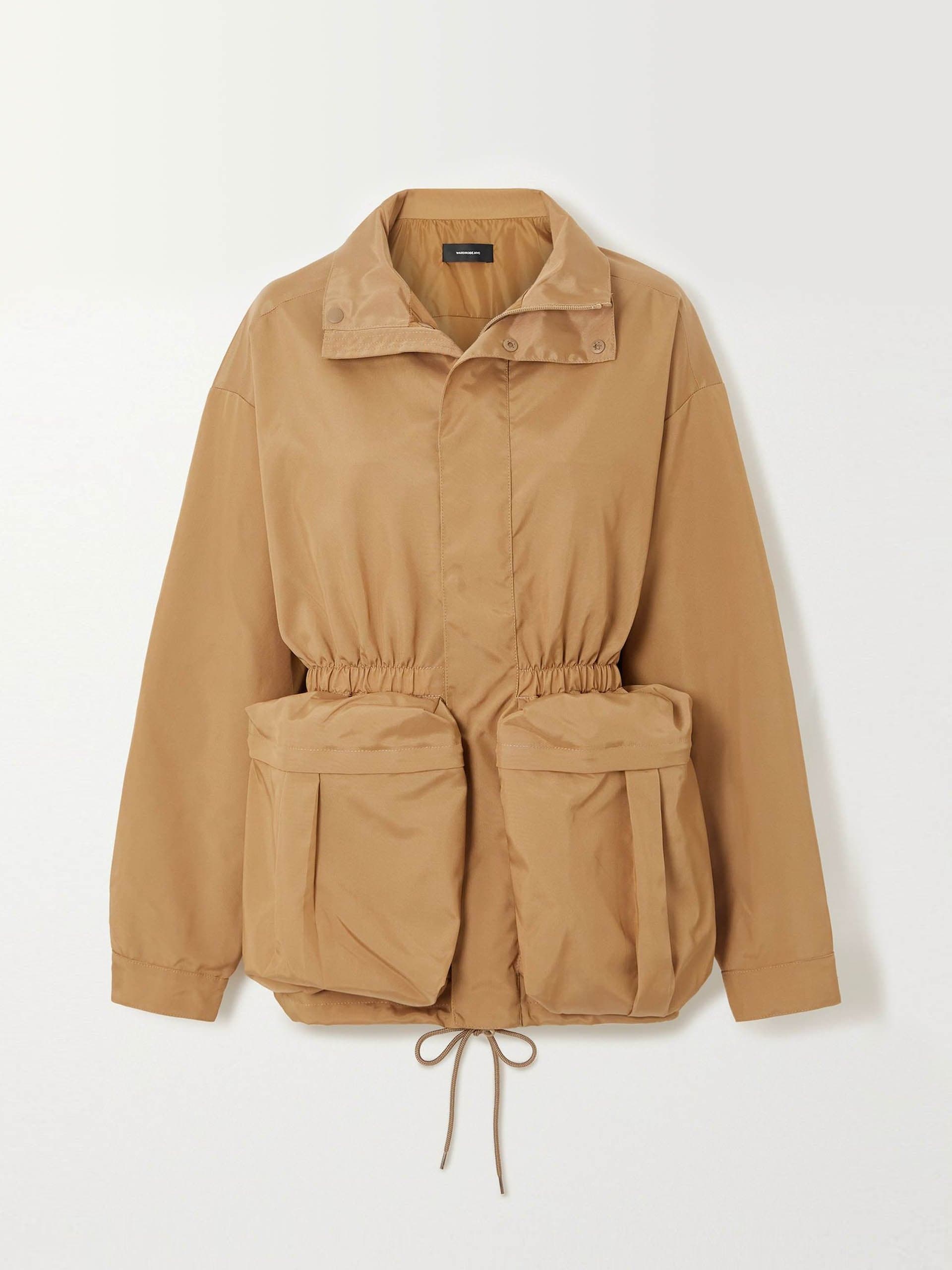 Tan gathered shell parka