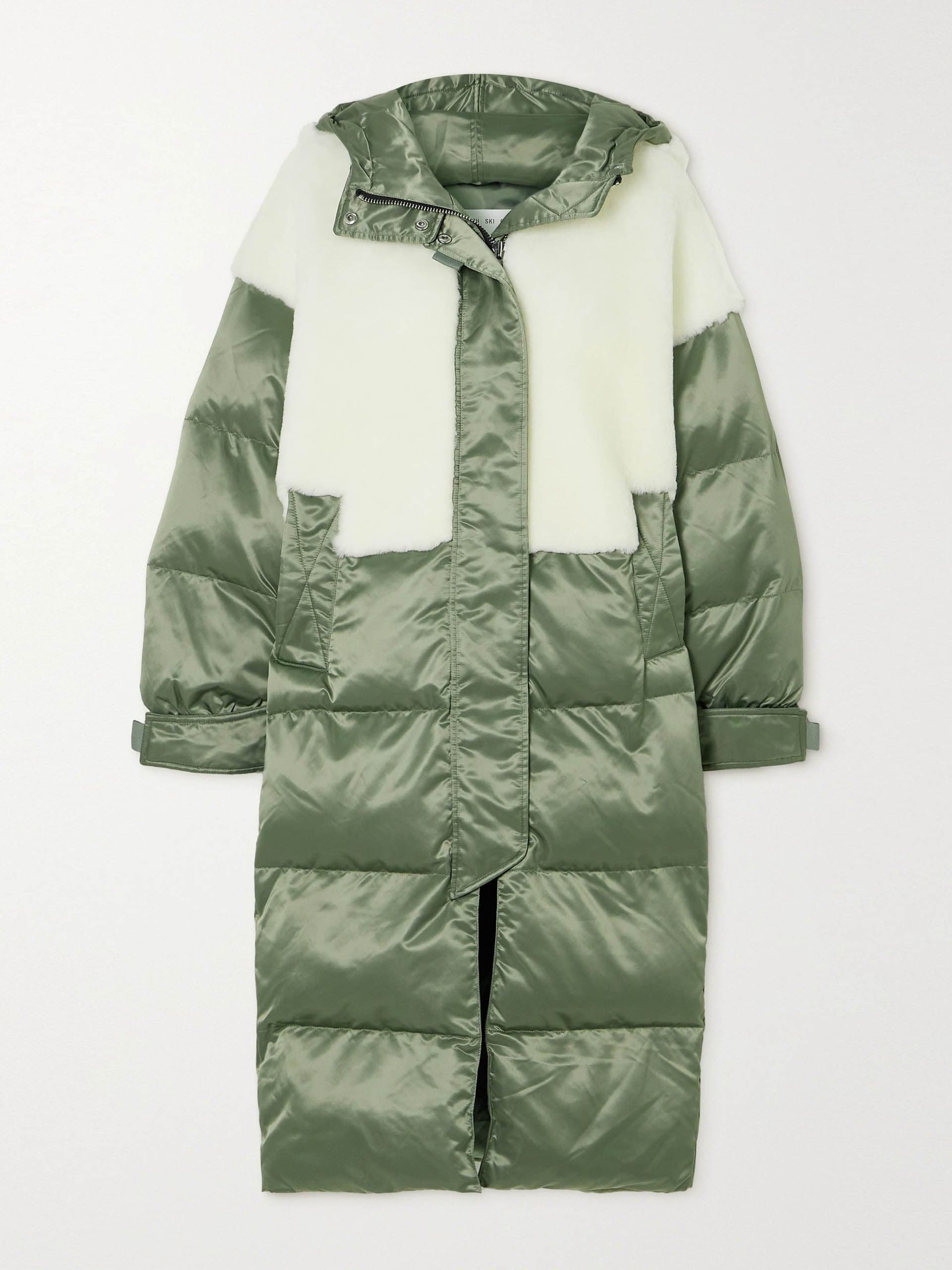 Marlowe hooded shearling-paneled padded shell coat