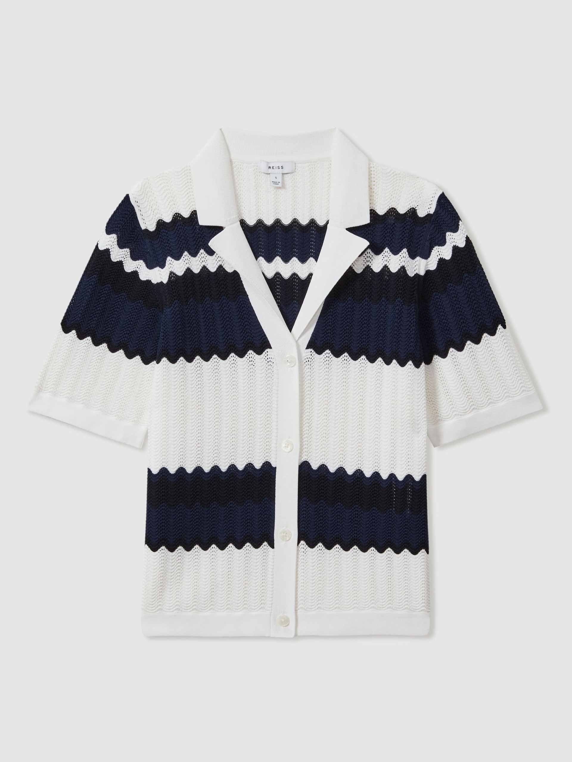 Alba knitted colourblock cuban collar shirt