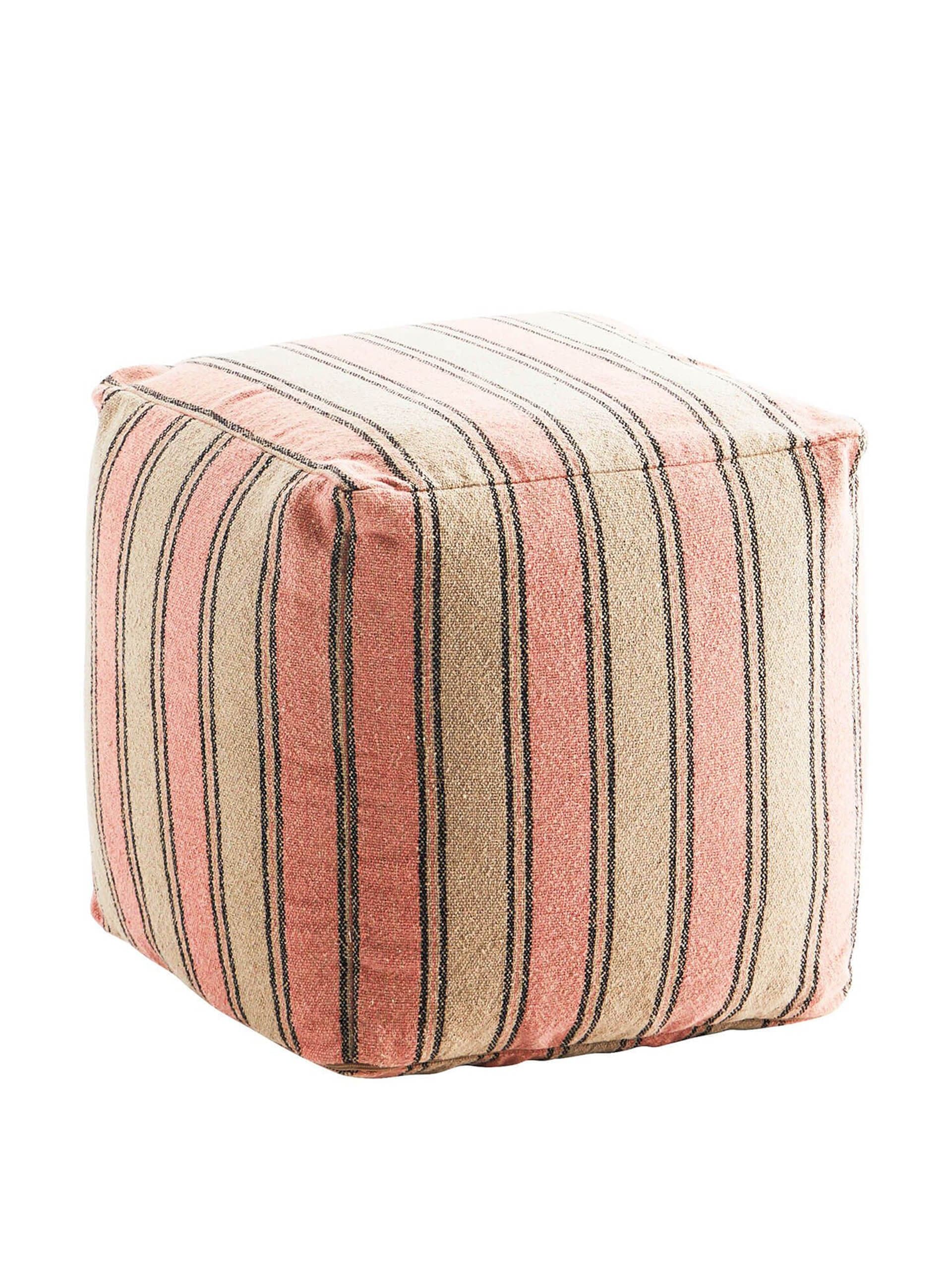 Coral stripe pouf