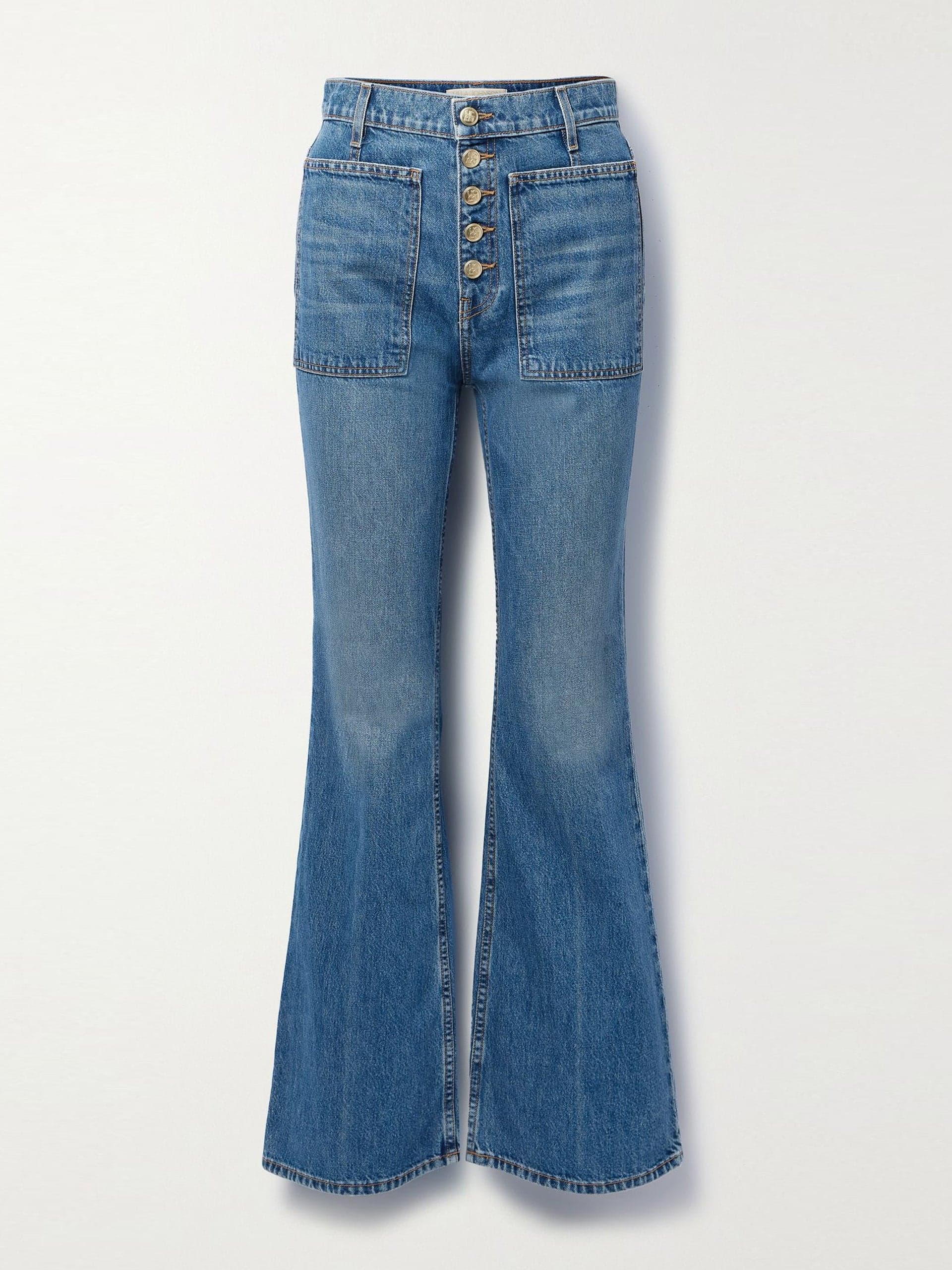 Medium denim high-rise flared jeans